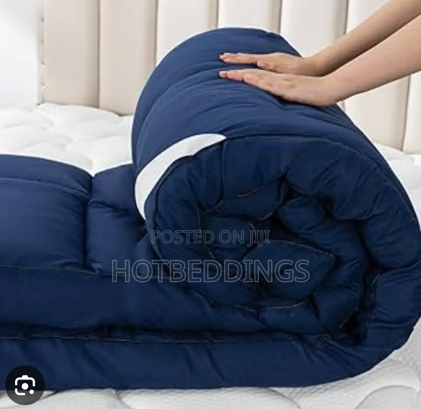 Navy Blue Fluffy Mattress Topper