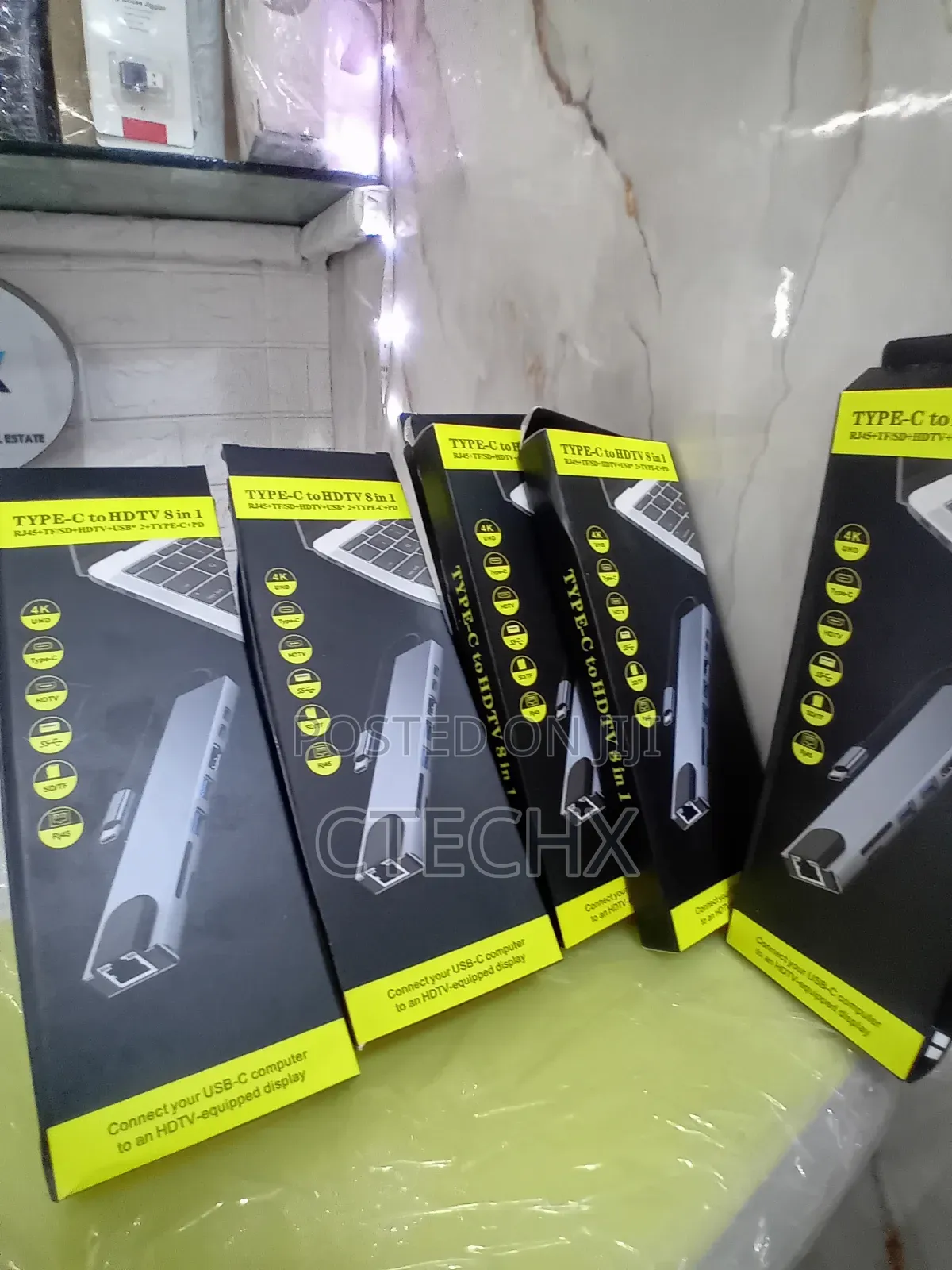 Type C to HDTV 8 in 1 Adapter Hdmi Pd 2 Usb Sd Tf Rj45