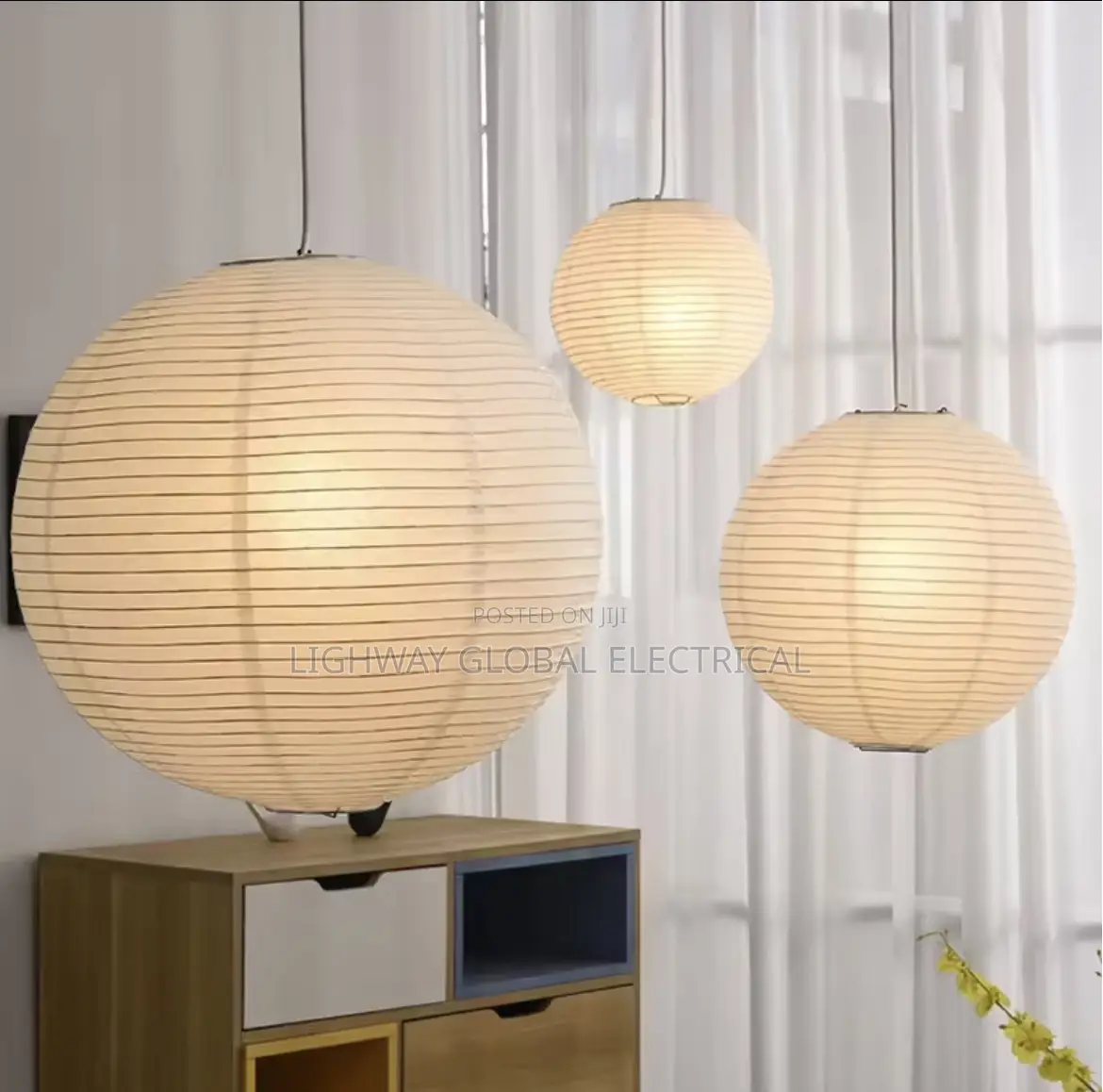 Hanging Paper Lampshade Japanese Luxury Dropping Pendant Chandelier