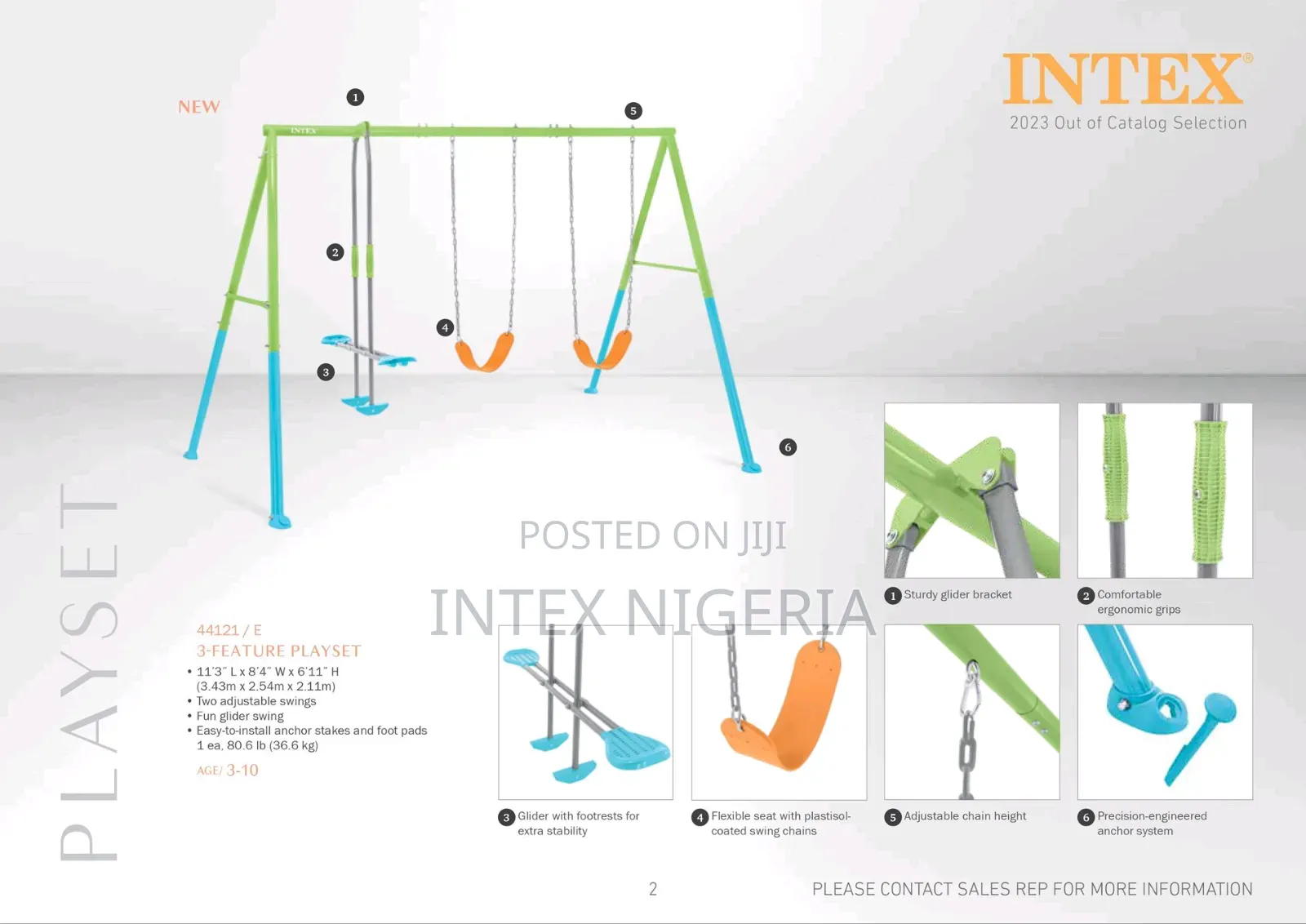 Intex 44121 Green and Blue Swing With 3-Function Play Set