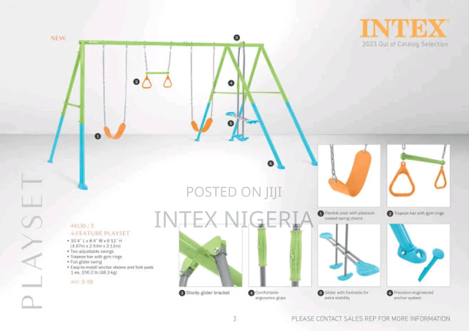 Intex Green and Blue Swing With 4-Function Play Set