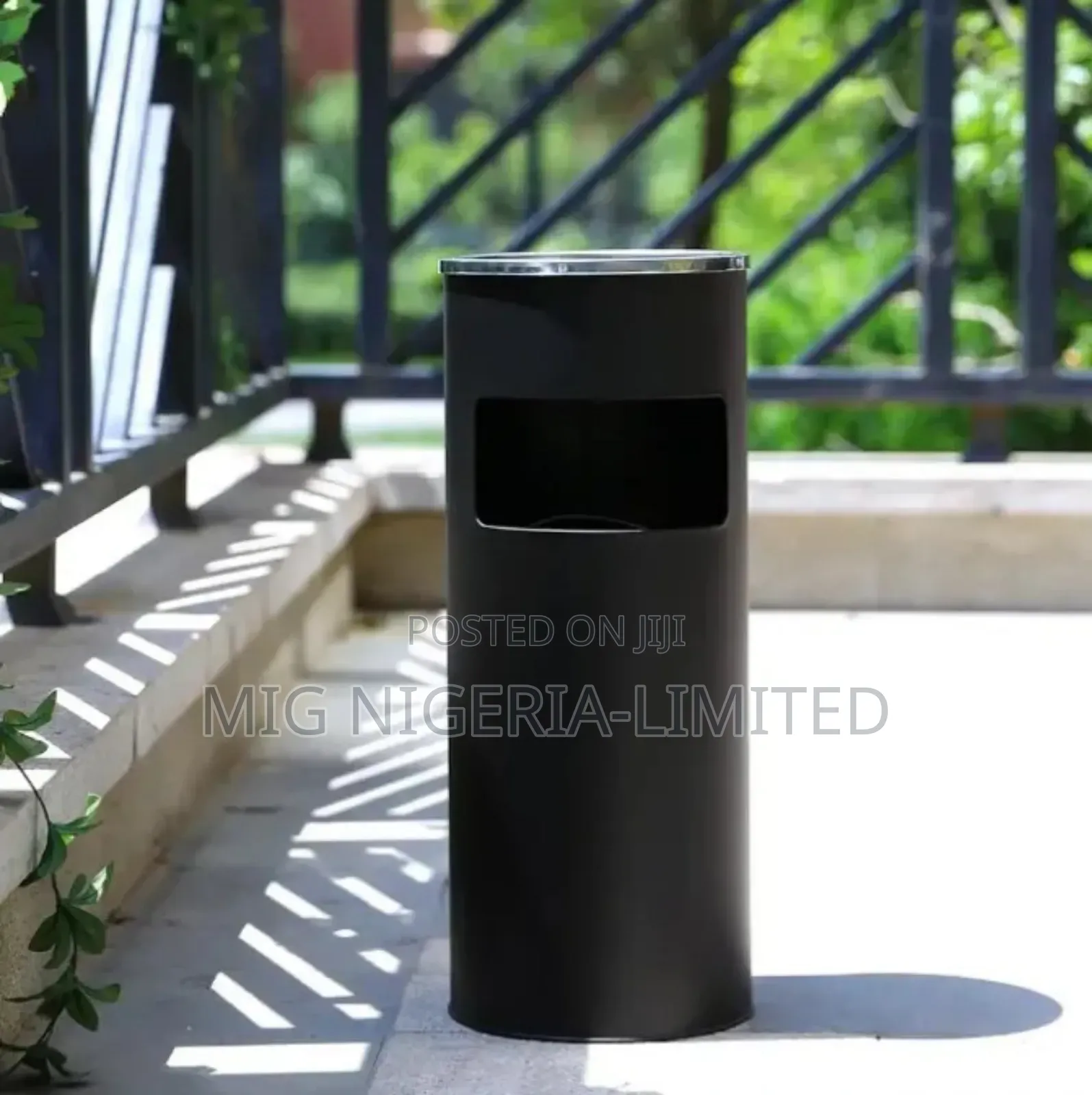 Ashtray Cigarette Bin Outdoor Stainless Steel Black 60.5 X 24.5 Cm