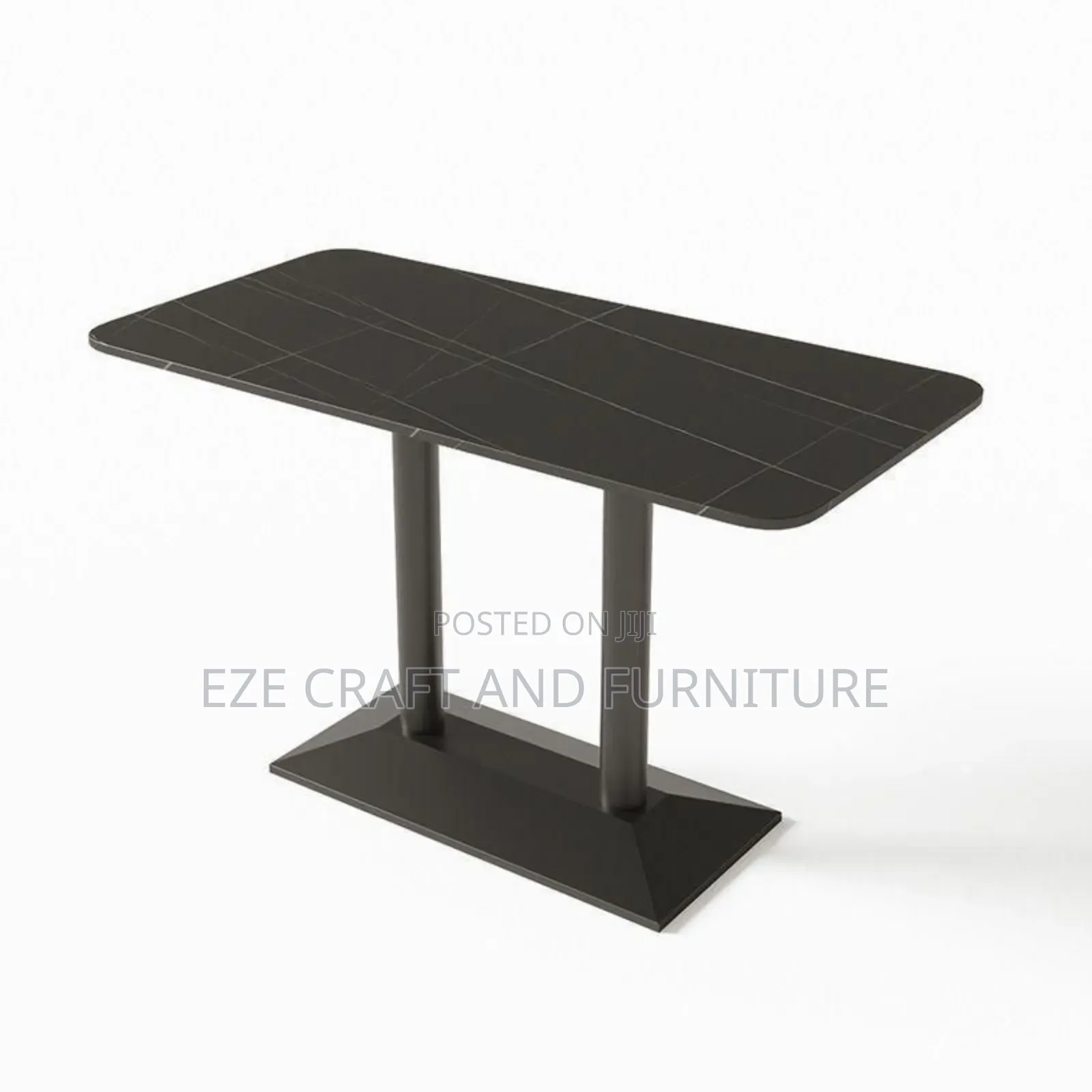 Full Black Double Leg Dining Table