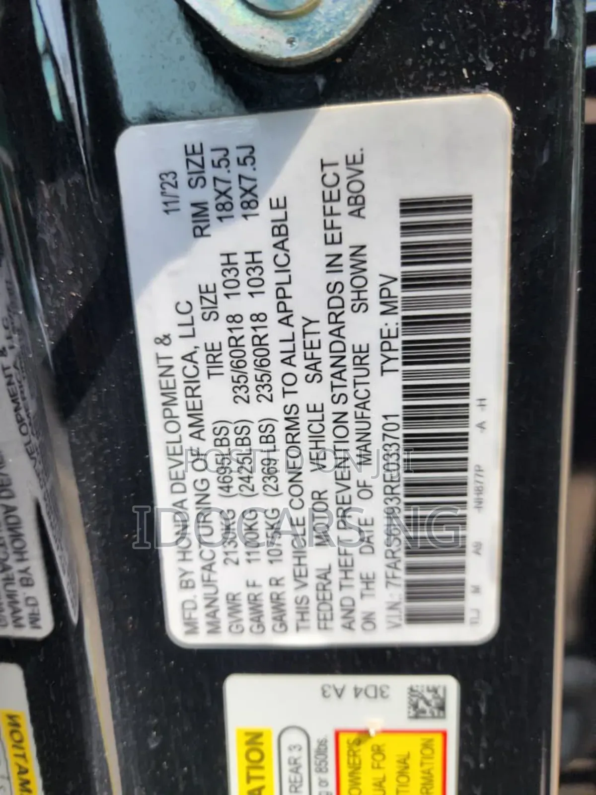 Honda CR-V EX AWD w/o BSI 2024 Black
