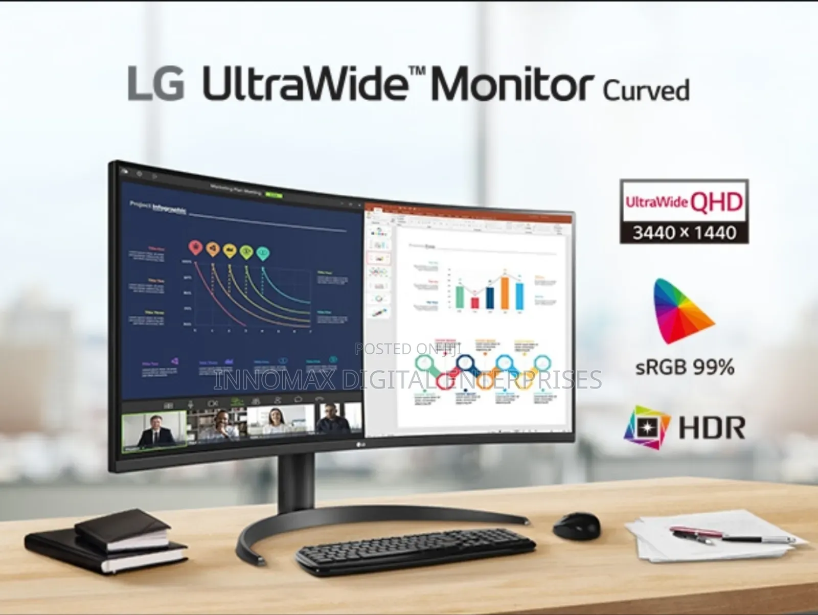 Lg 34-Inch Ultrawide Curved 3440x1440,100hz Refresh Rate, Usb Type-C