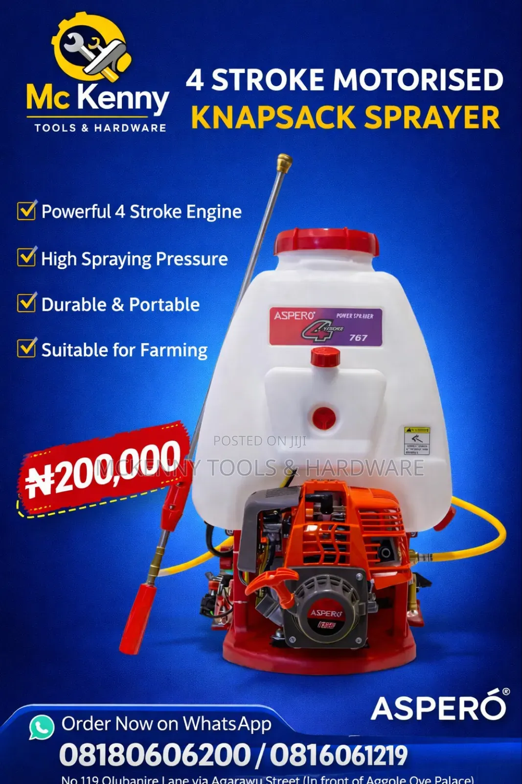 Aspero 4 Stroke Motorised Knapsack Sprayer (Model 767)