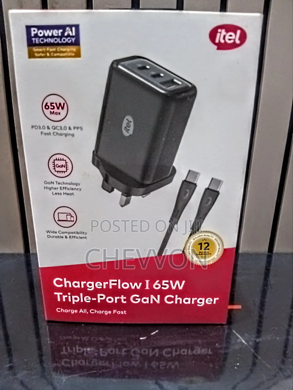 Itel Charger Flow | 65w Fast Charger | Triple Port Usb-C