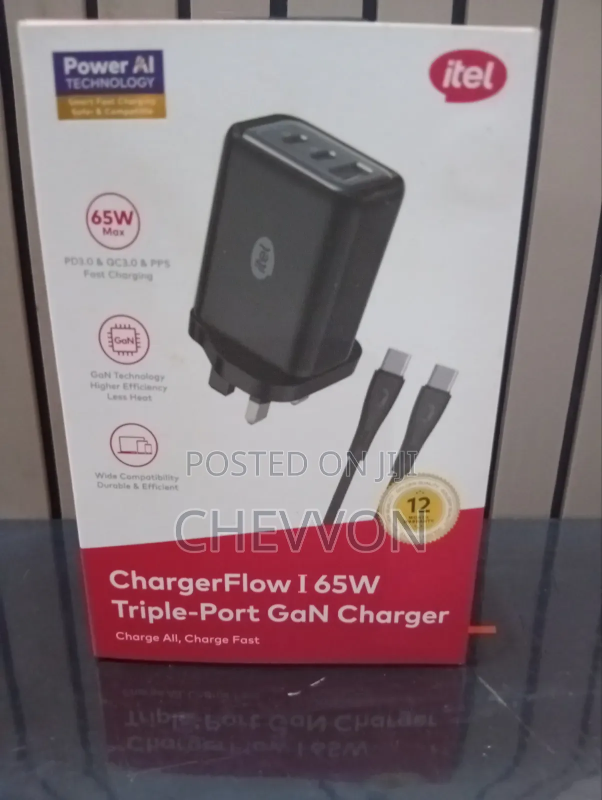 Itel Charger Flow | 65w Fast Charger | Triple Port Usb-C