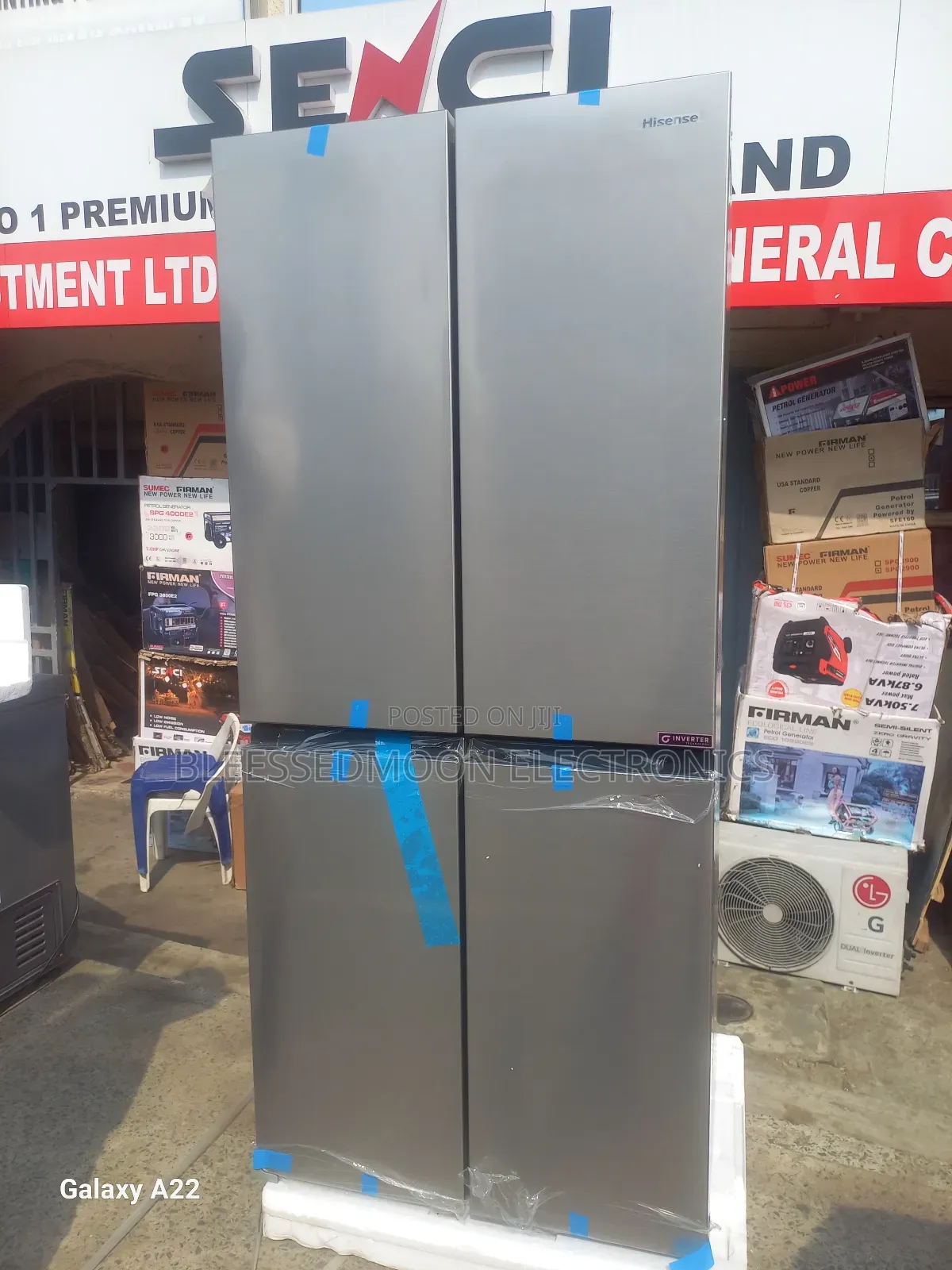 Four Doors Hisense Inverter Standing Fridge With 5 Year's Warranty