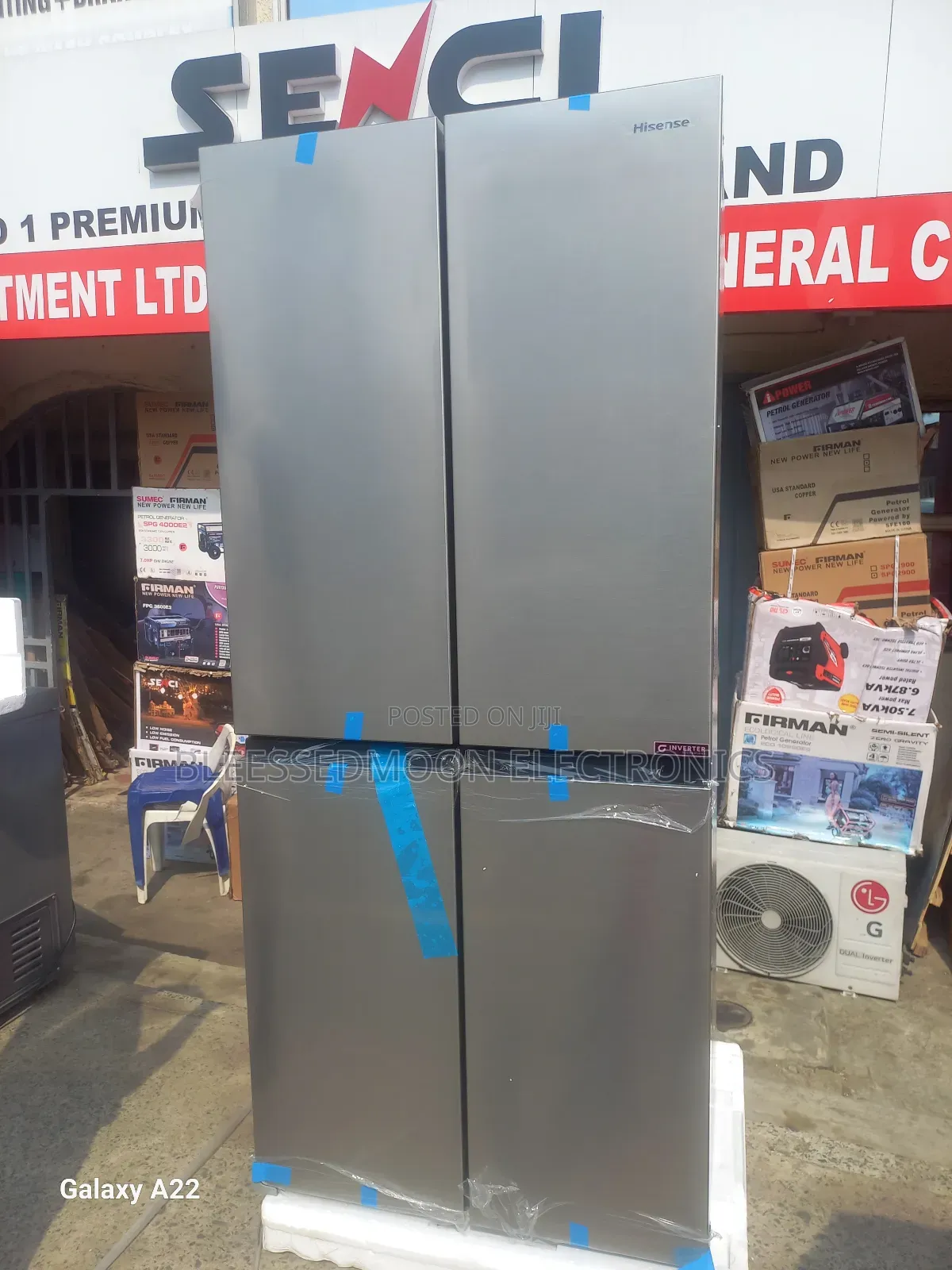 Four Doors Hisense Inverter Standing Fridge With 5 Year's Warranty
