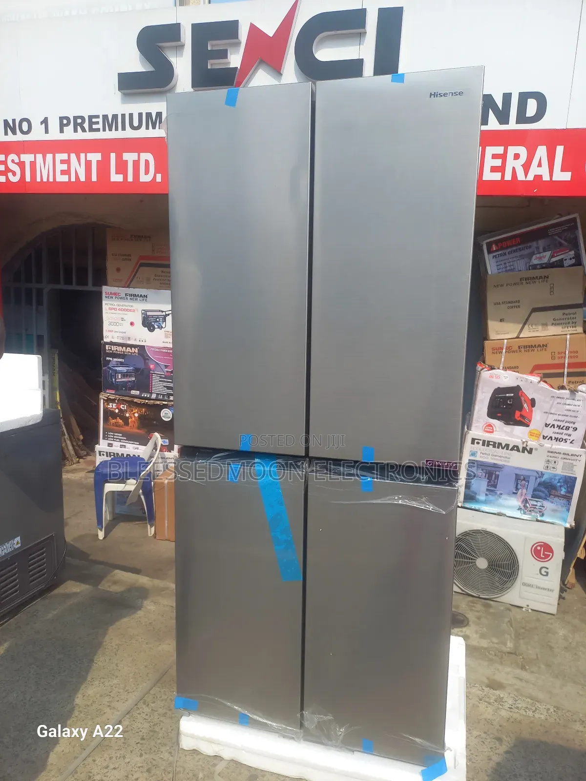 Four Doors Hisense Inverter Standing Fridge With 5 Year's Warranty