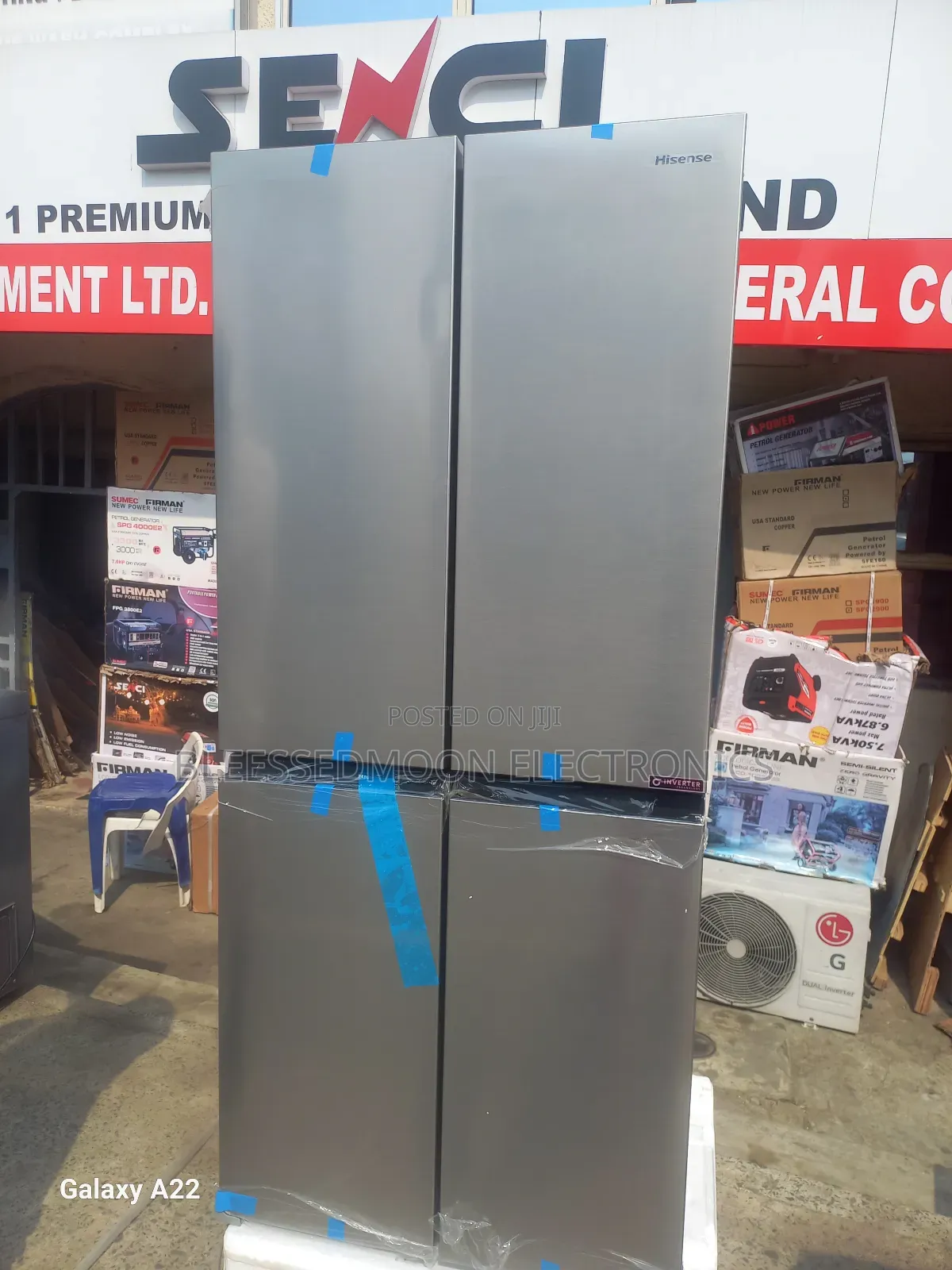 Four Doors Hisense Inverter Standing Fridge With 5 Year's Warranty