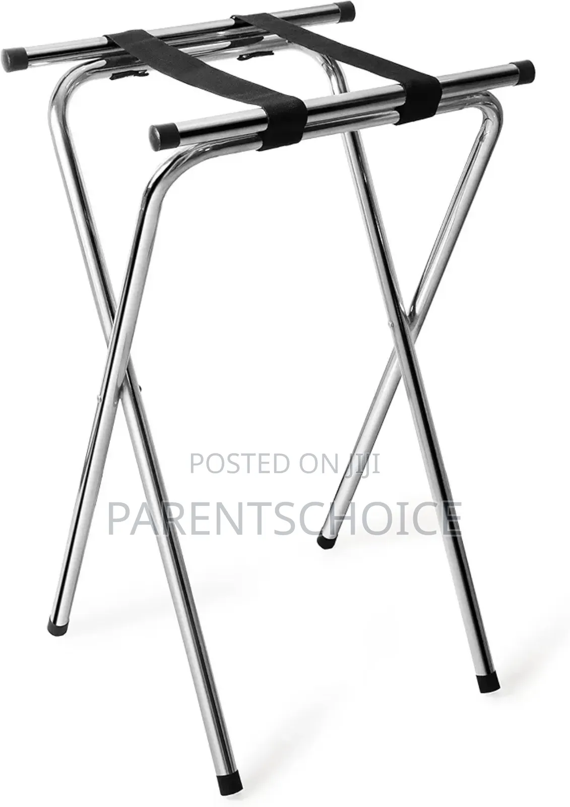 Steel Double Bar Folding Tray Stand, 31-Inch, Silver