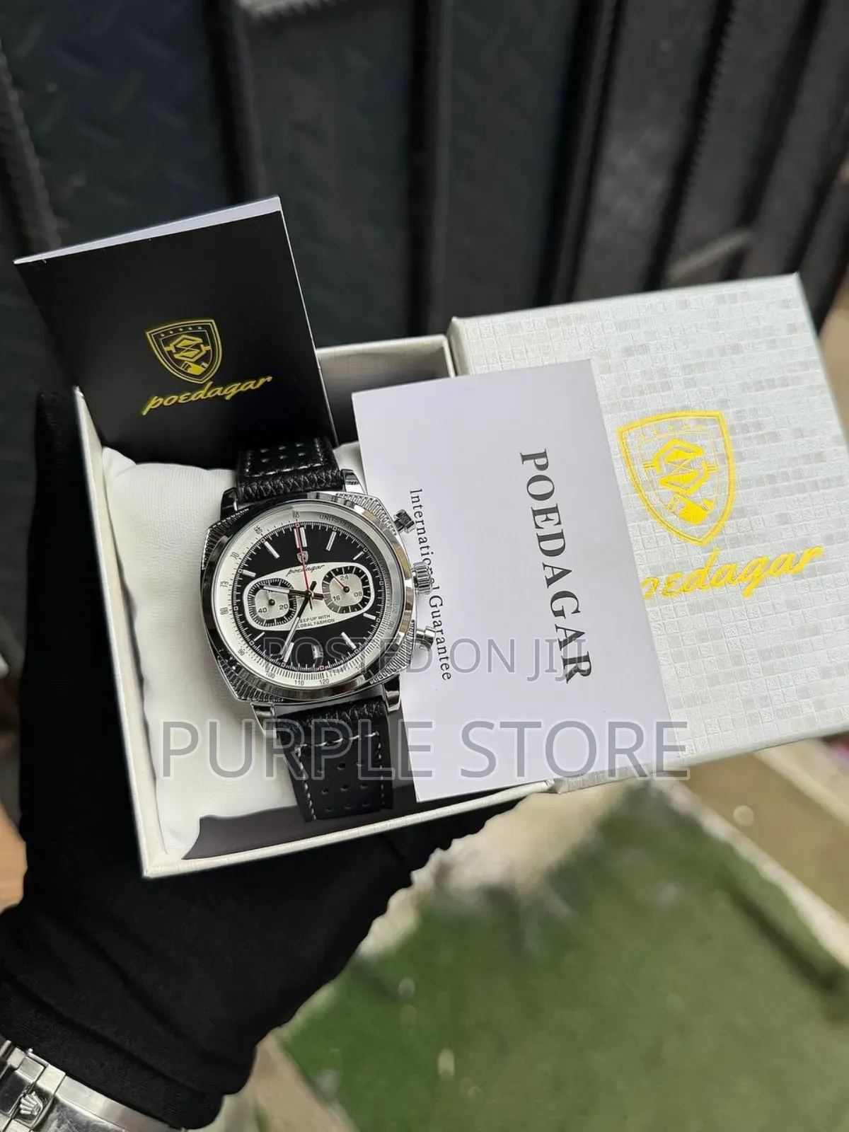 Poedagar Chronograph 30m-Waterproof Watches Leather Strap