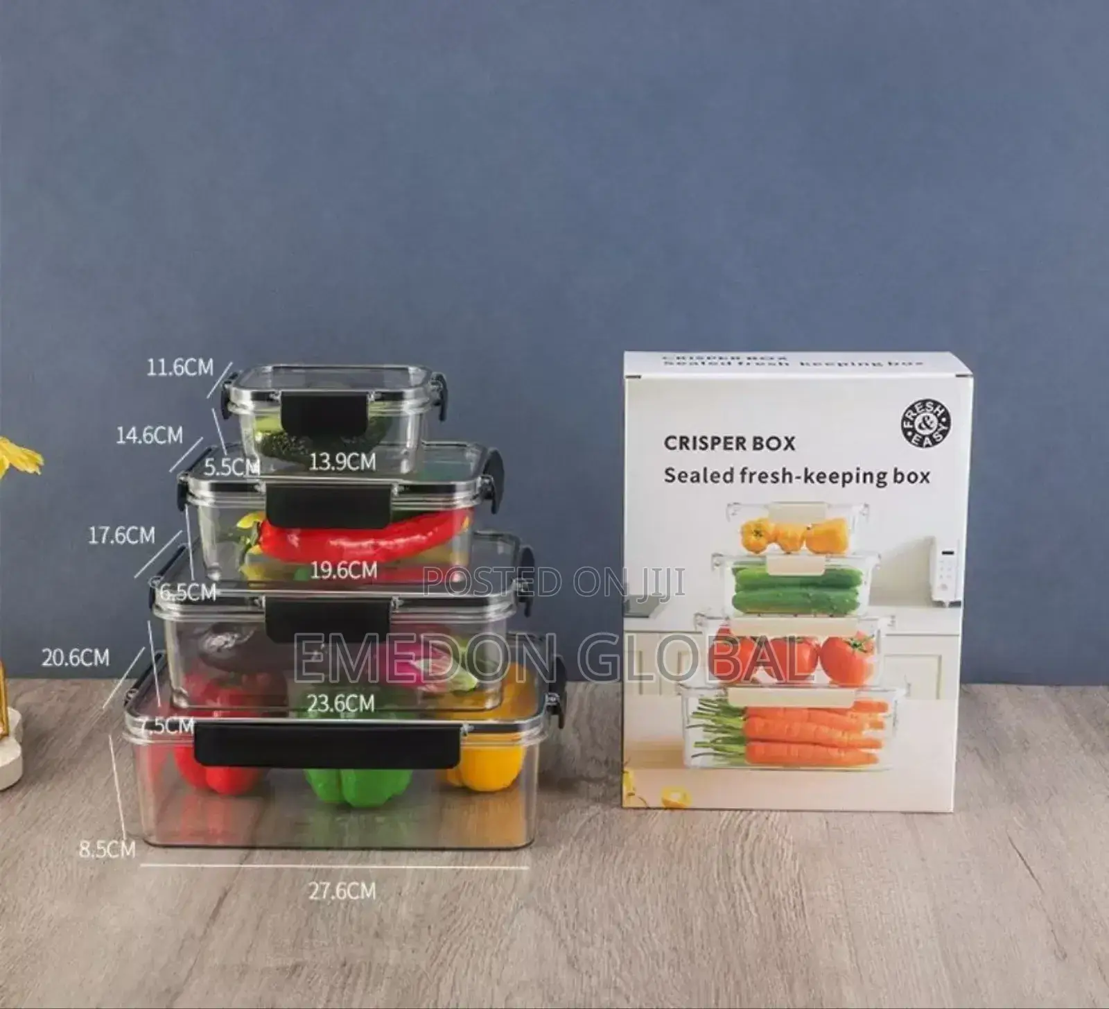 4pcs Set Rectangular Food Storage Box With Lock