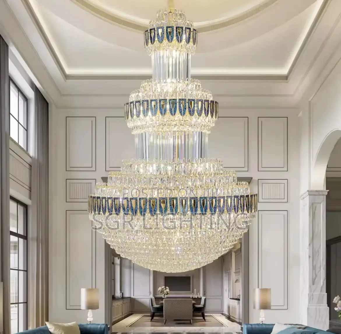 Luxury Crystal Chandelier Duplex Building Hollow Living Room