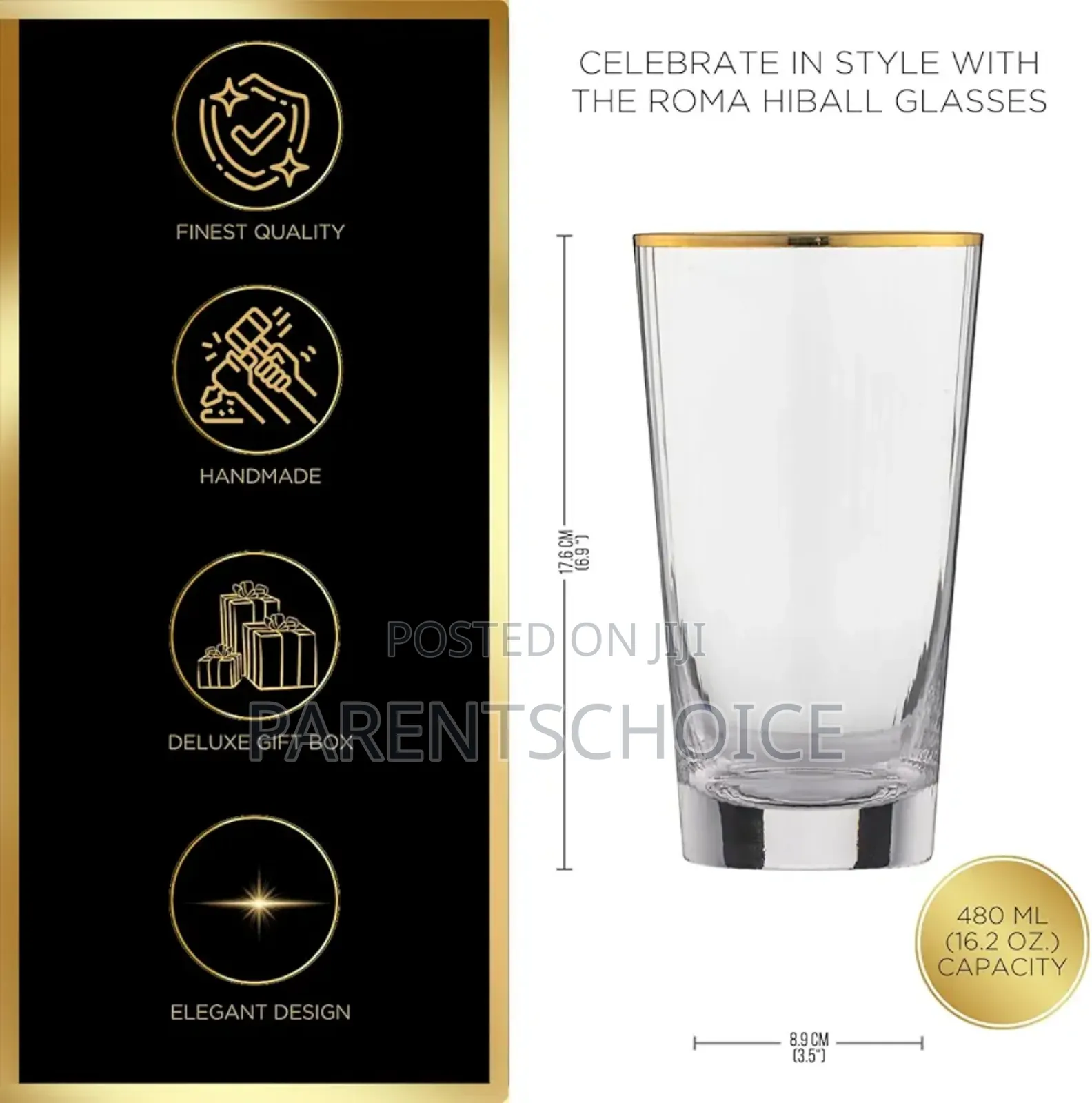 Ravenhead Roma Hiball Glasses 480ml- 2pcs