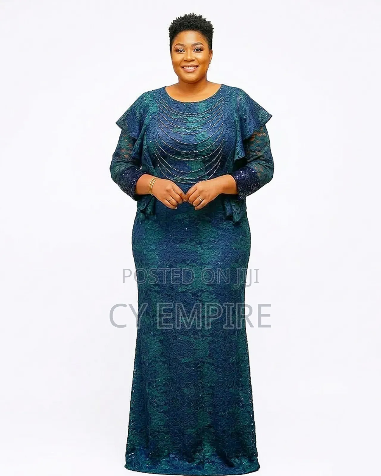 Green Dress With Bead Embellishments
