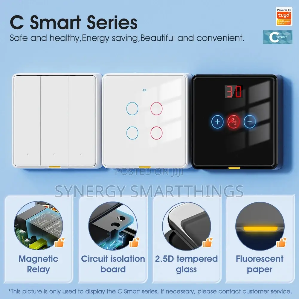 Tuya Wi-fi C-smart 3 Gang Smart Switch (White/Black)
