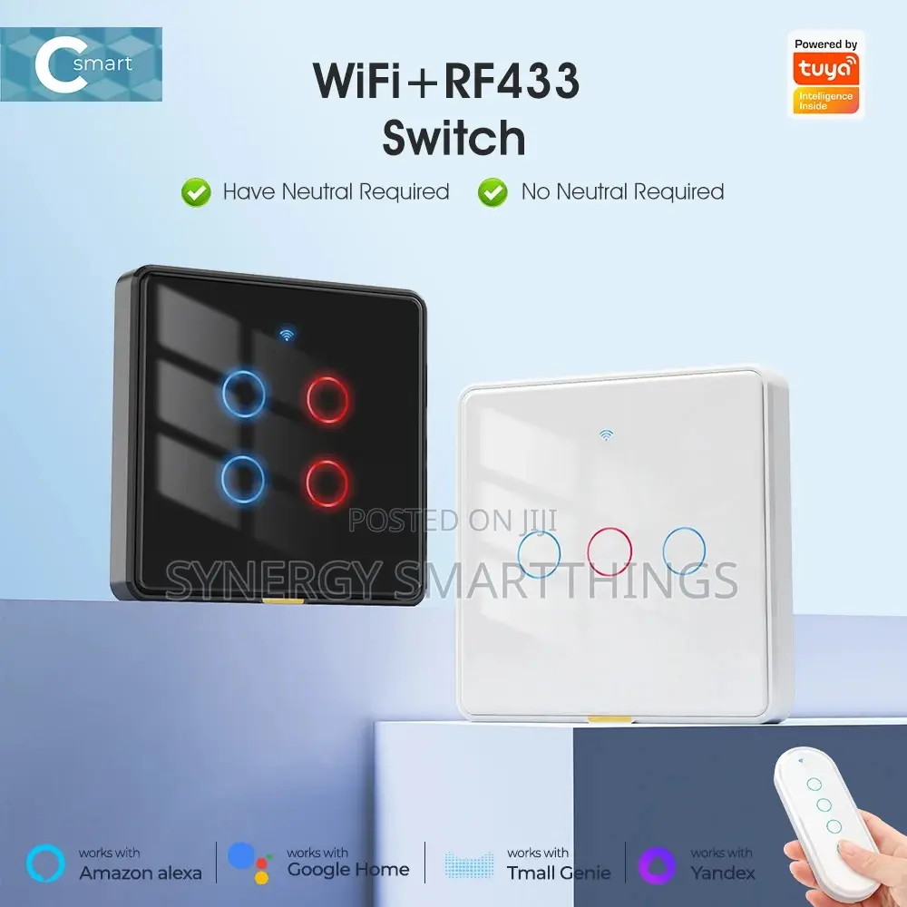 Tuya Wi-fi C-smart 4 Gang Smart Switch (Black)