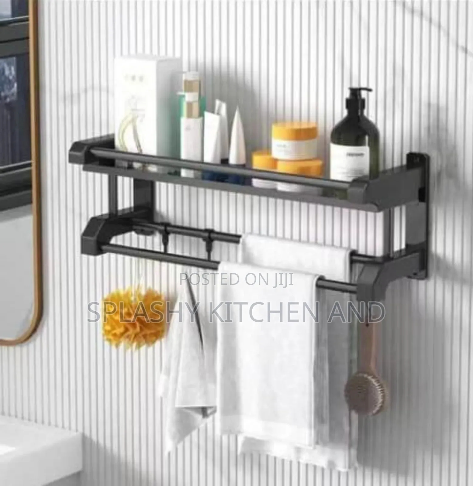 Single Wall Mounted Storage Shelve Bathroom Towel Rack