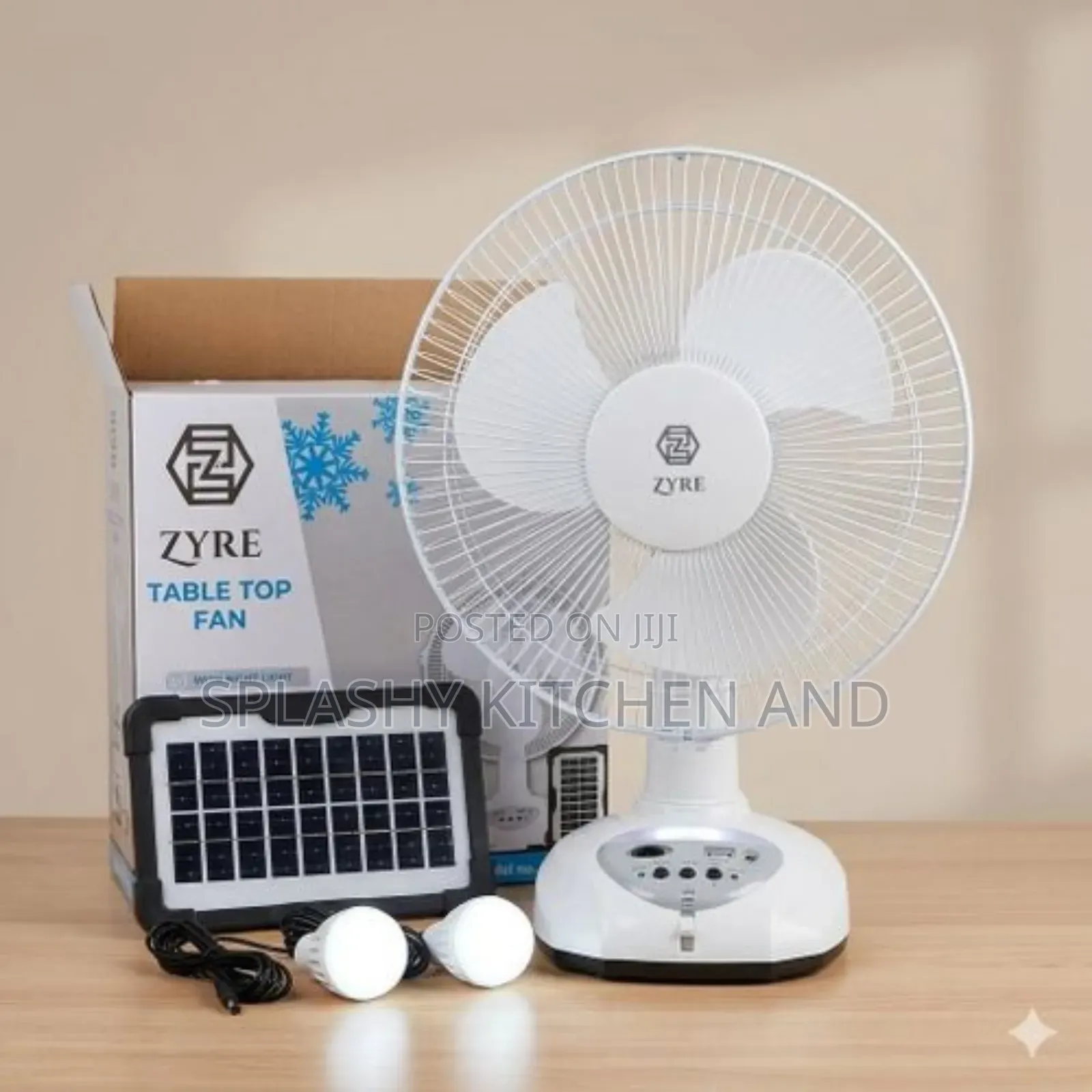 Zyre 12" Rechargeable Solar Table Fan
