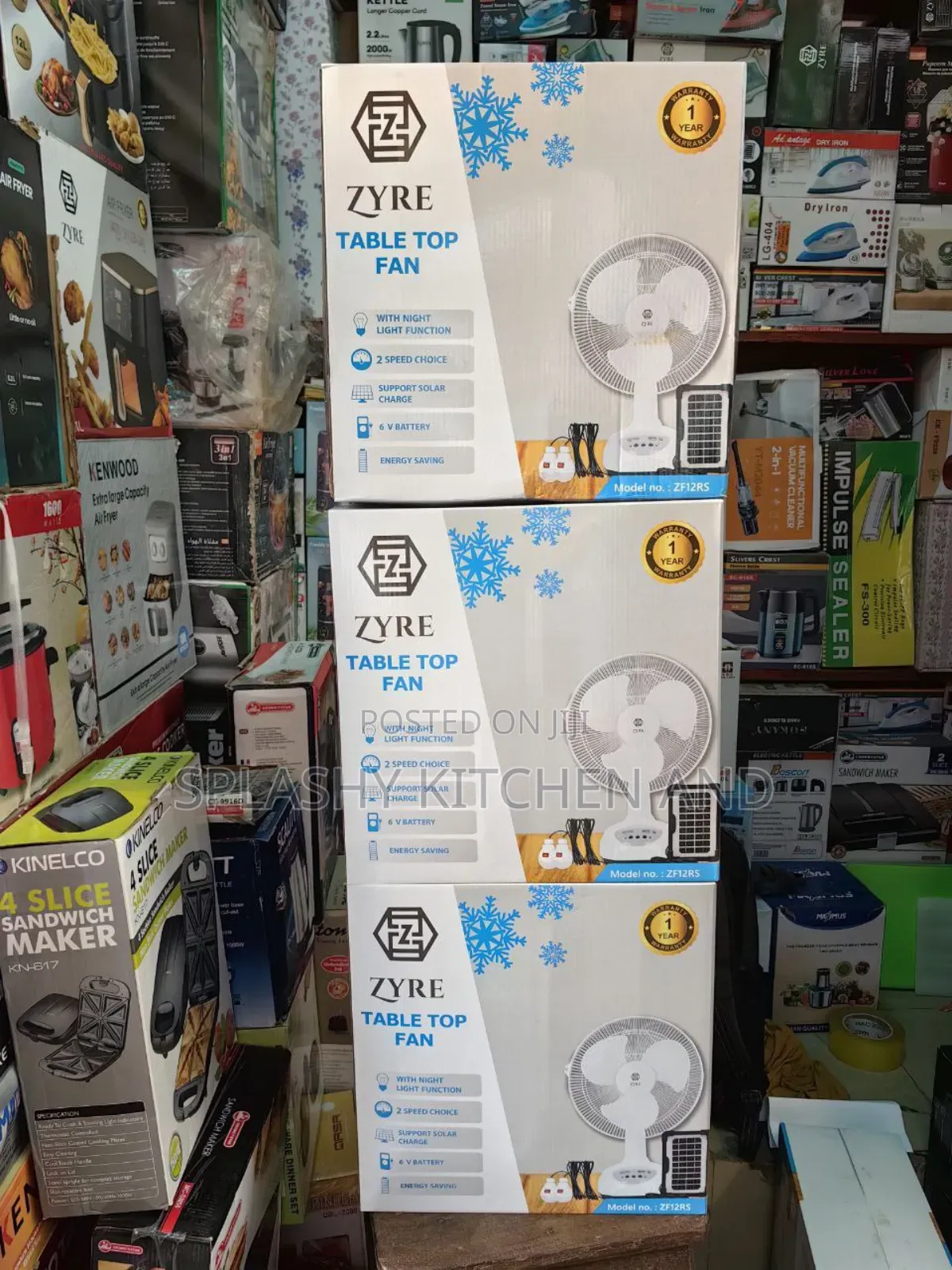 Zyre 12" Rechargeable Solar Table Fan