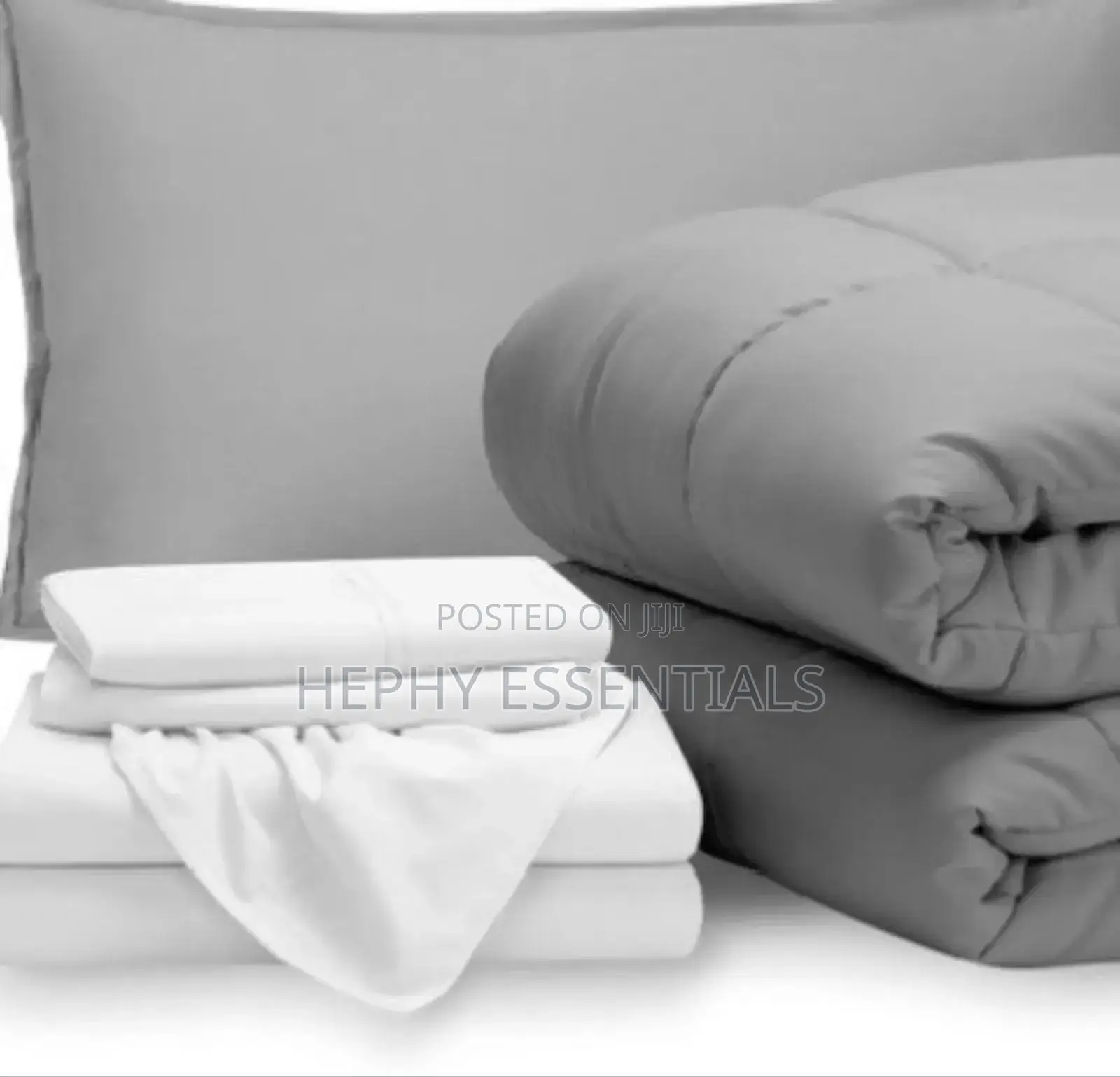 Comforter Beddings Set 6x6 Light Grey, Purple With Black Pillowcase