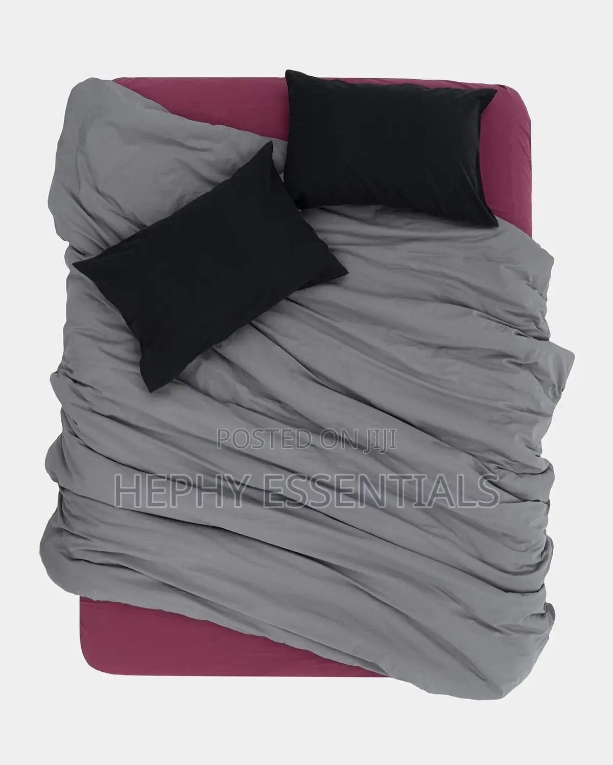 Comforter Beddings Set 6x6 Light Grey, Purple With Black Pillowcase