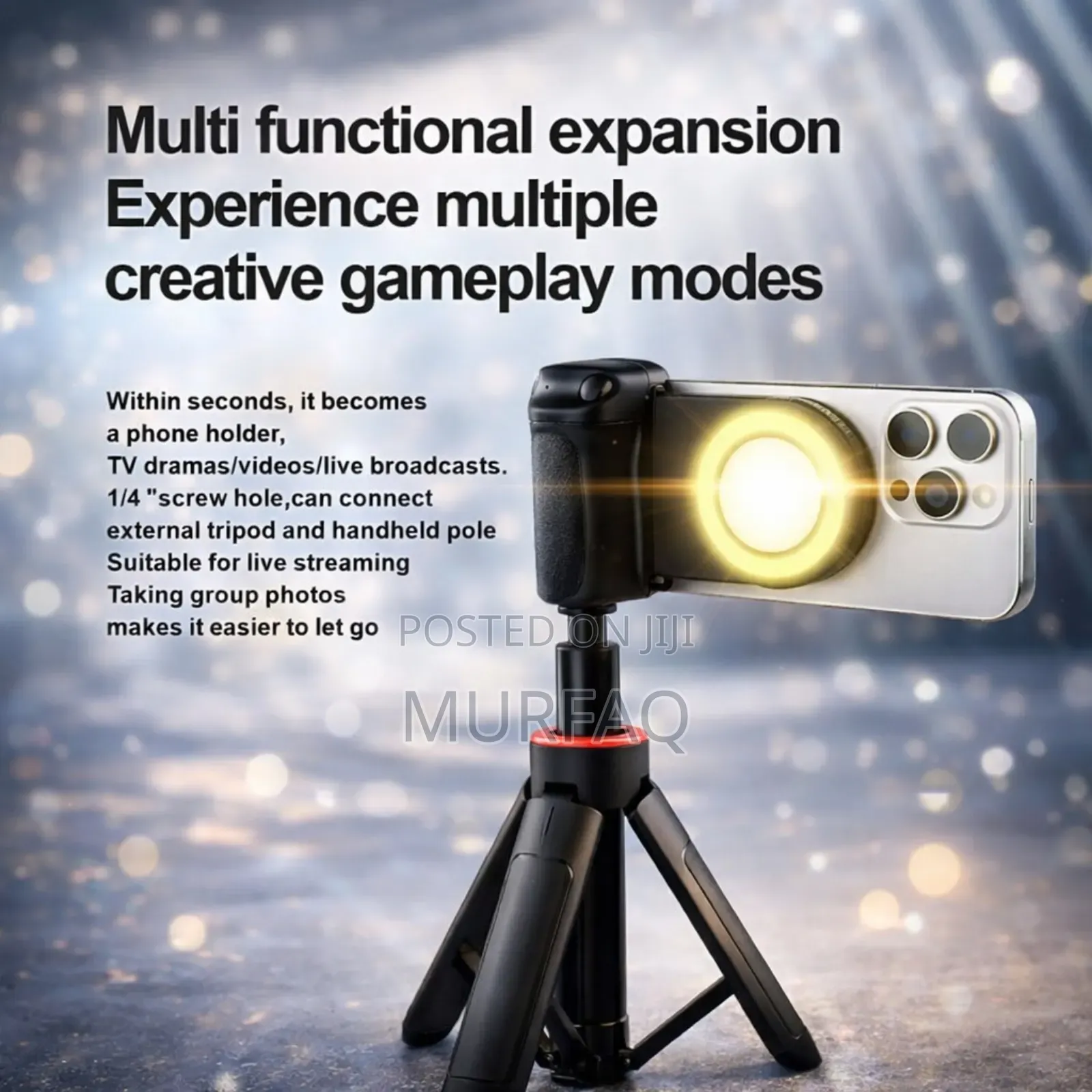 Magnetic Smartphone Handle - Bluetooth Selfie Grip Stand With Light