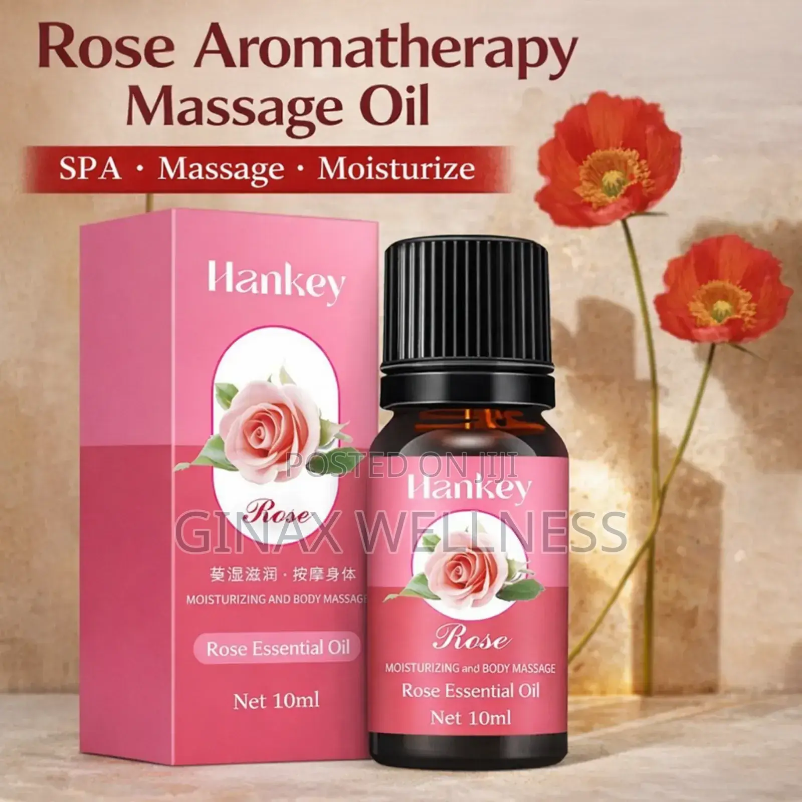 Hankey Rose Essential Oil for Massage and Aromatherapy (10ml)