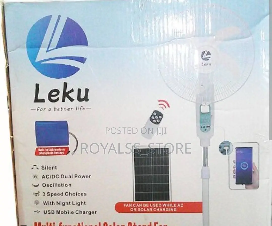 Leku 16-Inches Multifunctional Solar Standing Fan.