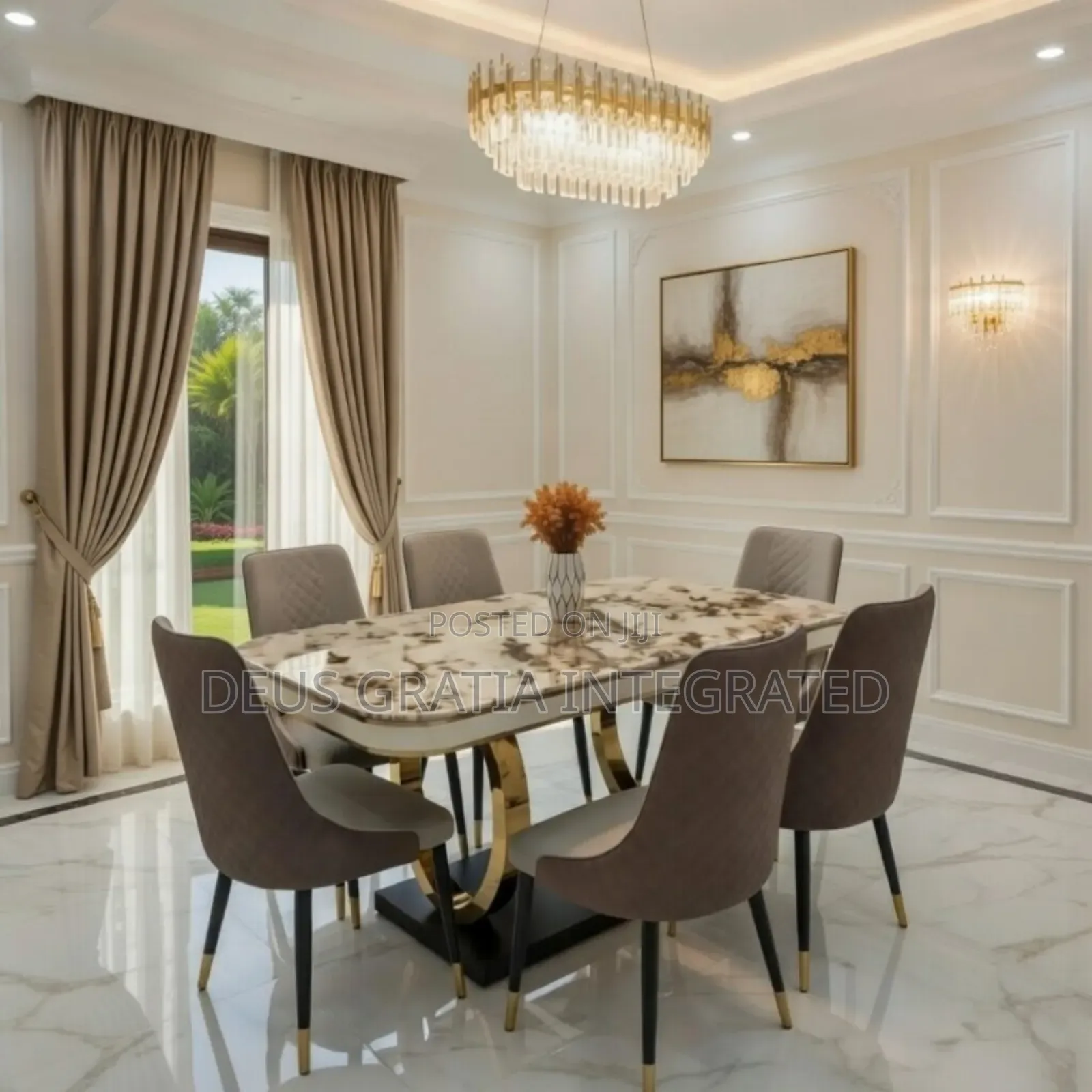 Marble & Leather Dining Set -