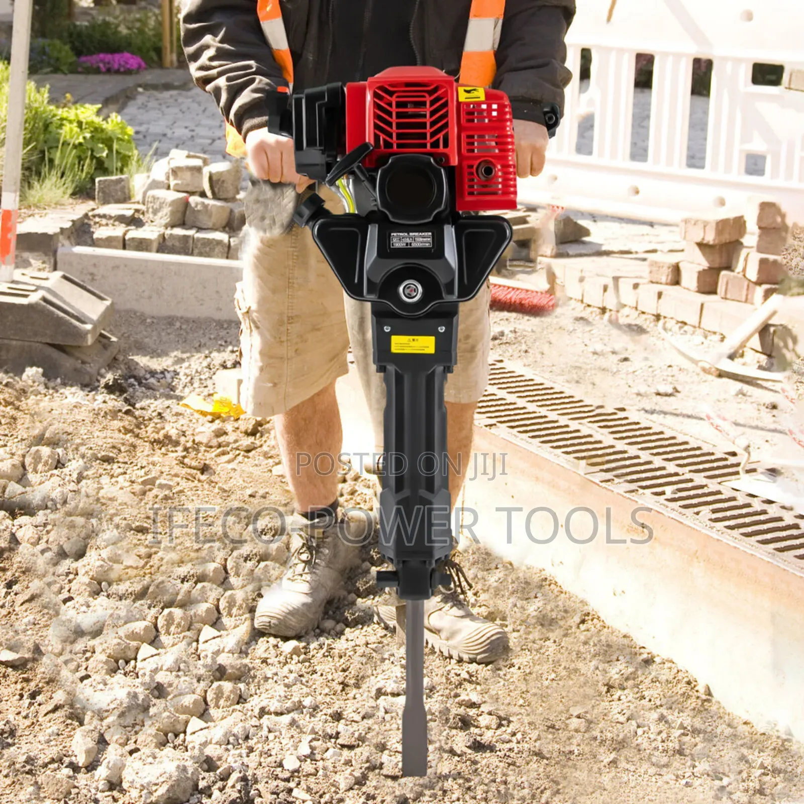 Petrol-Powered Demolition Jack Hammer Used for Breaking Concrete,