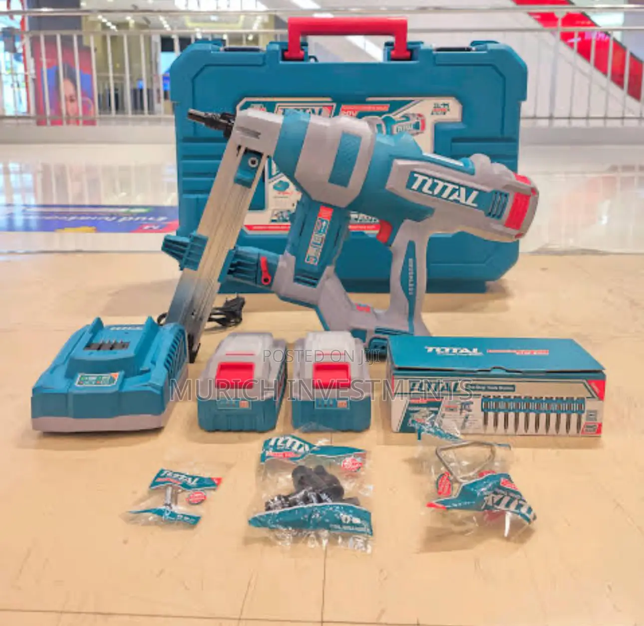 Total Tools 20v Cordless Concrete Nailer 40mm + 2batteries and Charger
