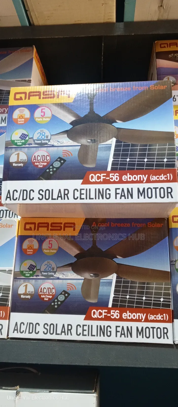 Qasa Ac/Dc Solar Ceiling Fan 56" (Ivory)