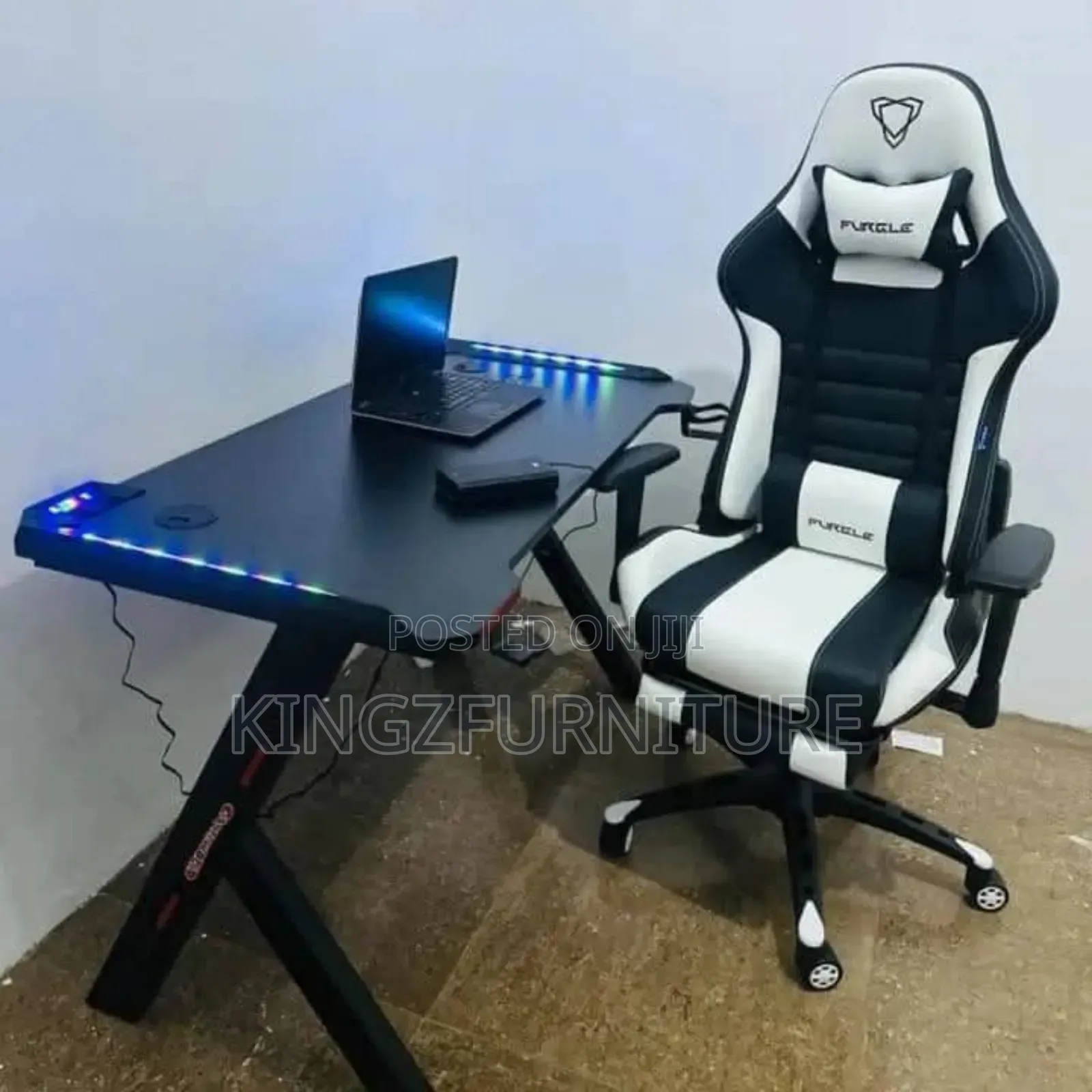 Furgle Branded Black and White Ergonomic Gaming Chair