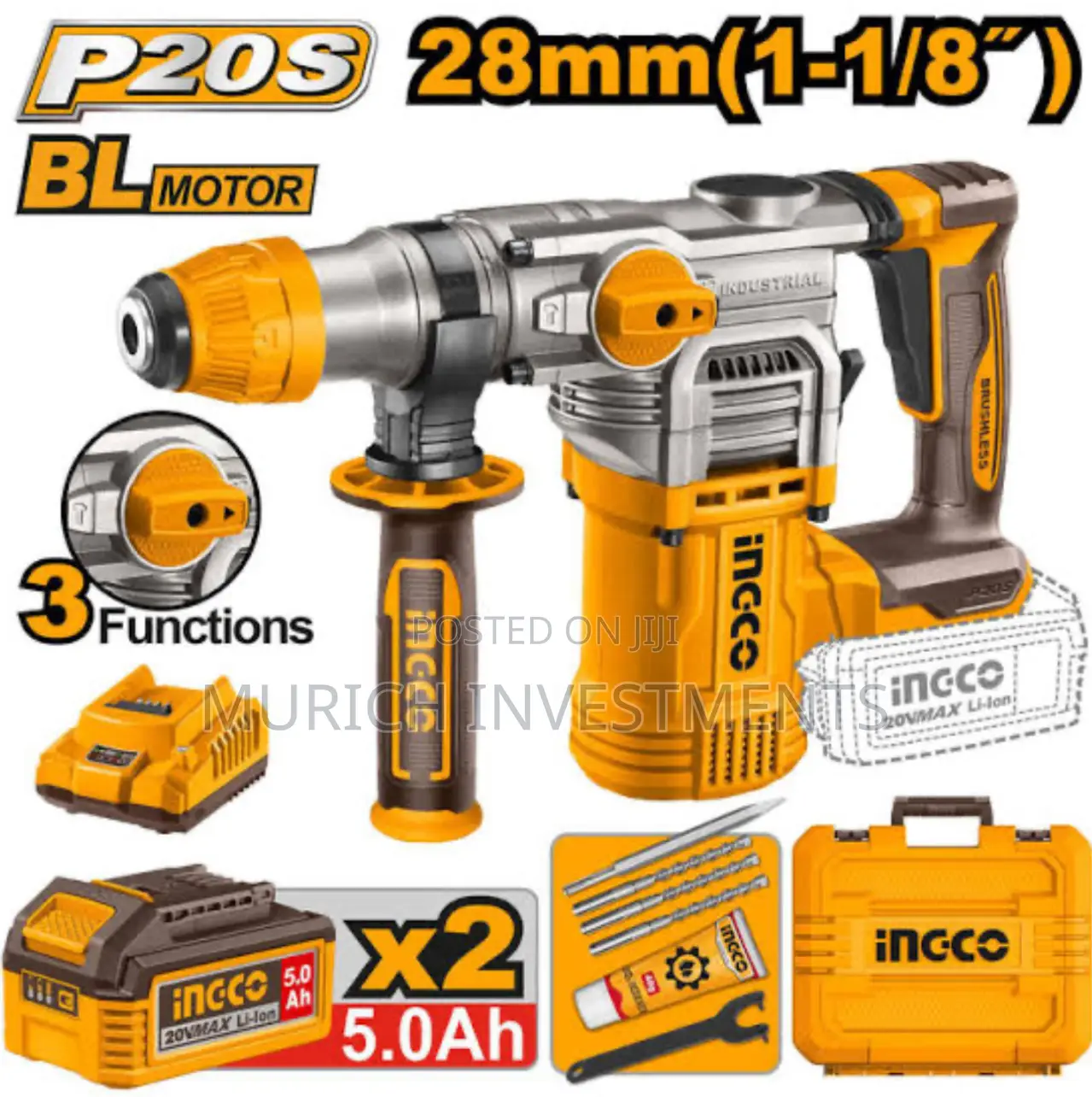 Ingci Crhli202885 Cordless Rotary Hammer 28mm