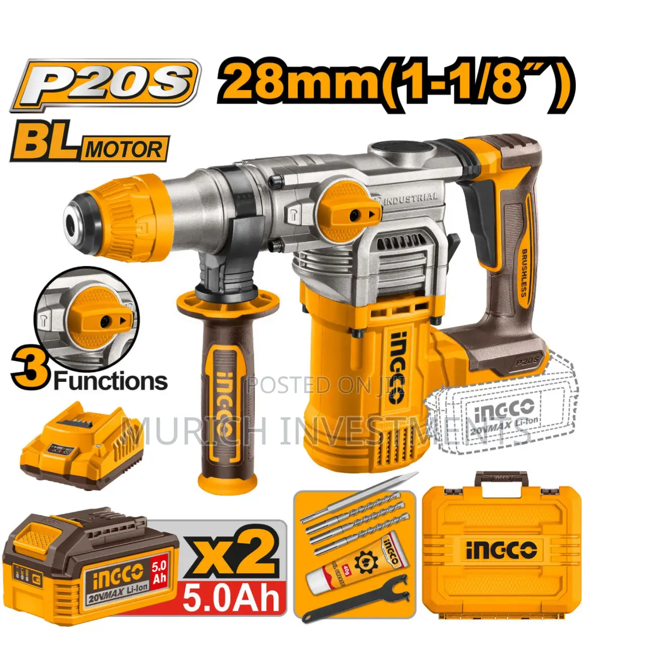 Ingci Crhli202885 Cordless Rotary Hammer 28mm