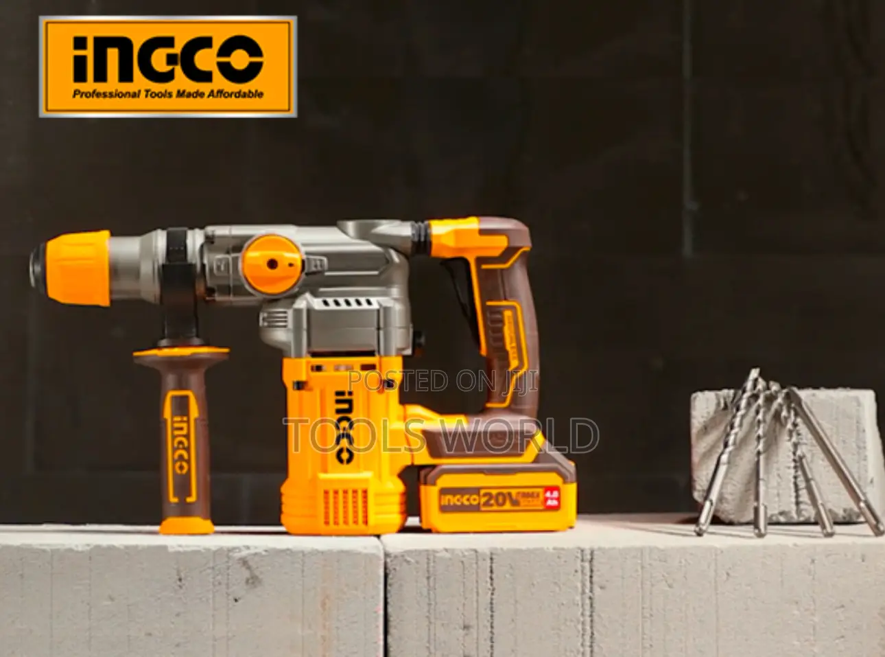 Ingco 28mm Cordless Rotary Hammer With 5.0ah Batteries