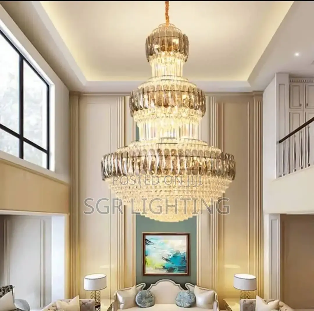 Luxury Crystal Chandelier Duplex Building Hollow Living Room