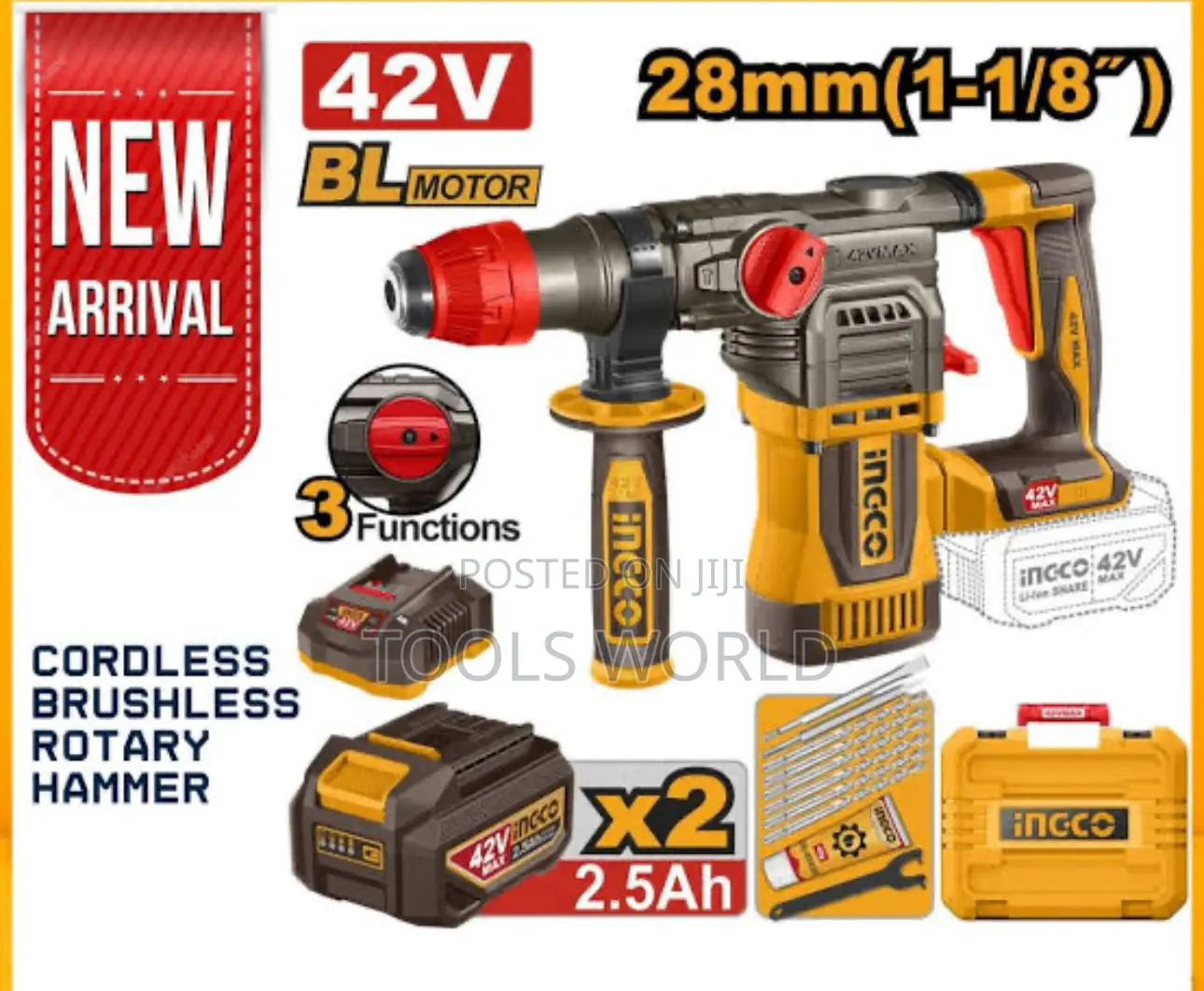 42v Brushless Cordless Rotary Hammer Drill (Sds Plus) 28mm