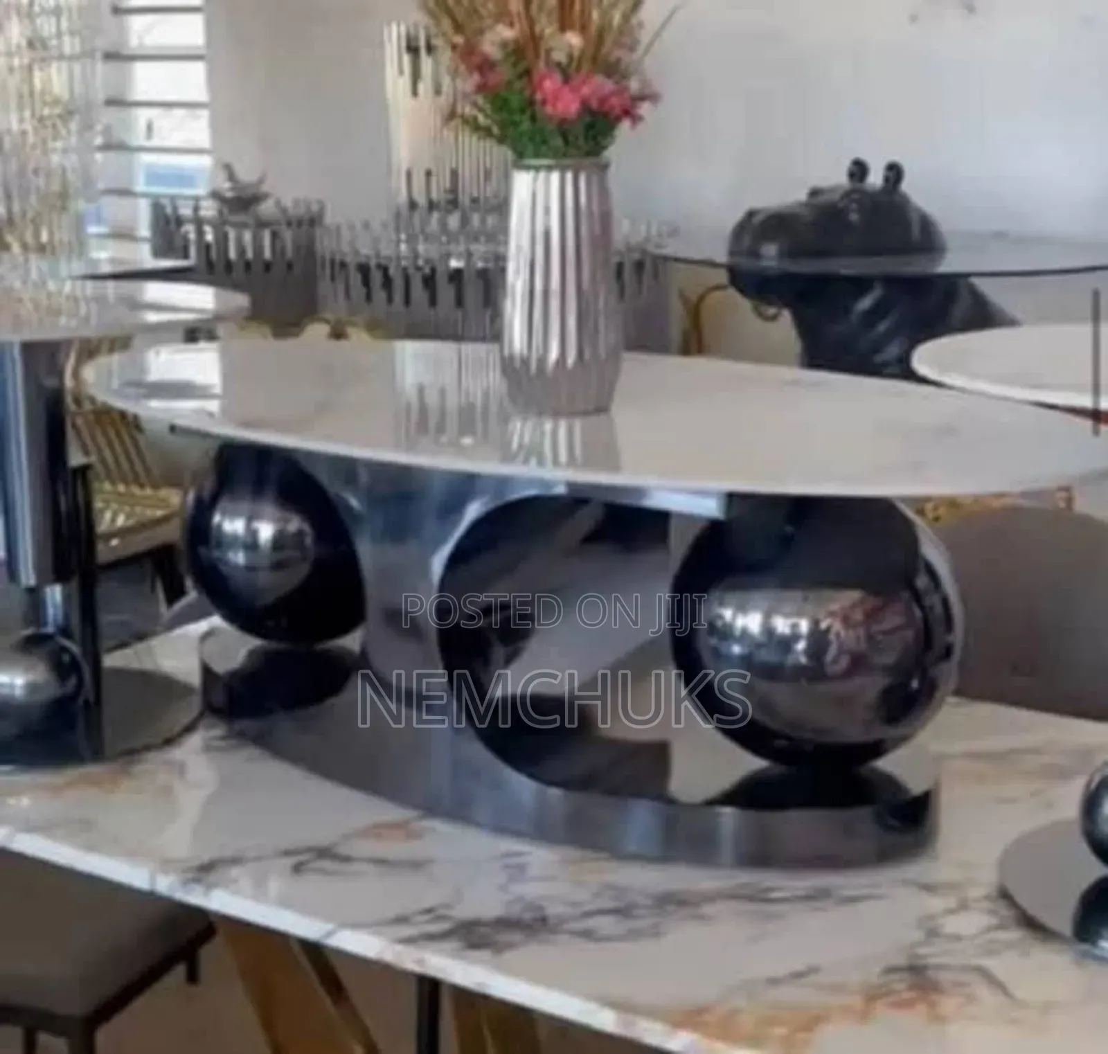 Imported Executive Oval Marble Center Table