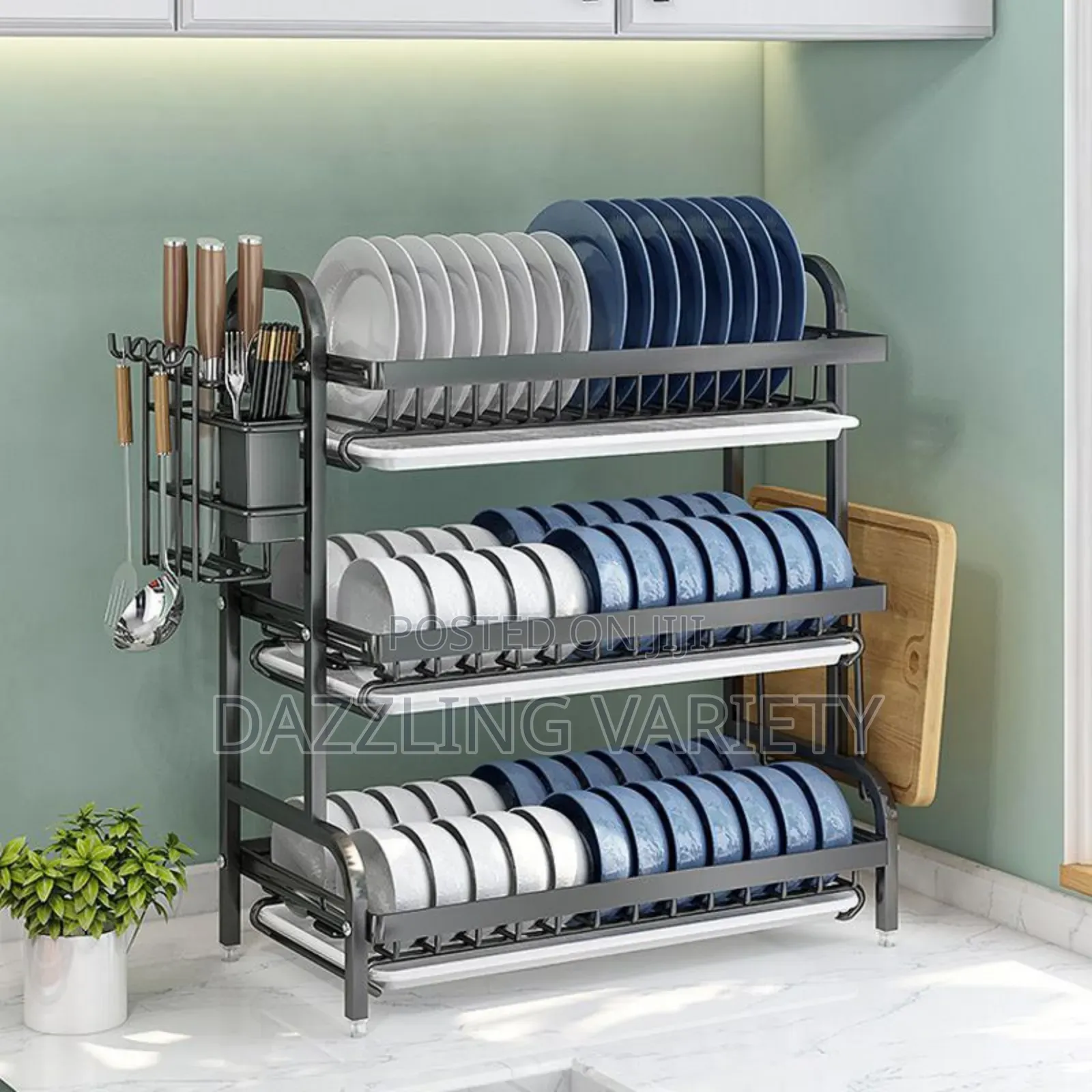 3 Step Black Plate Rack