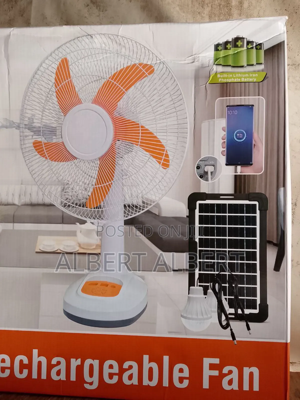 16 Inches Solar Rechargeable Table Fan