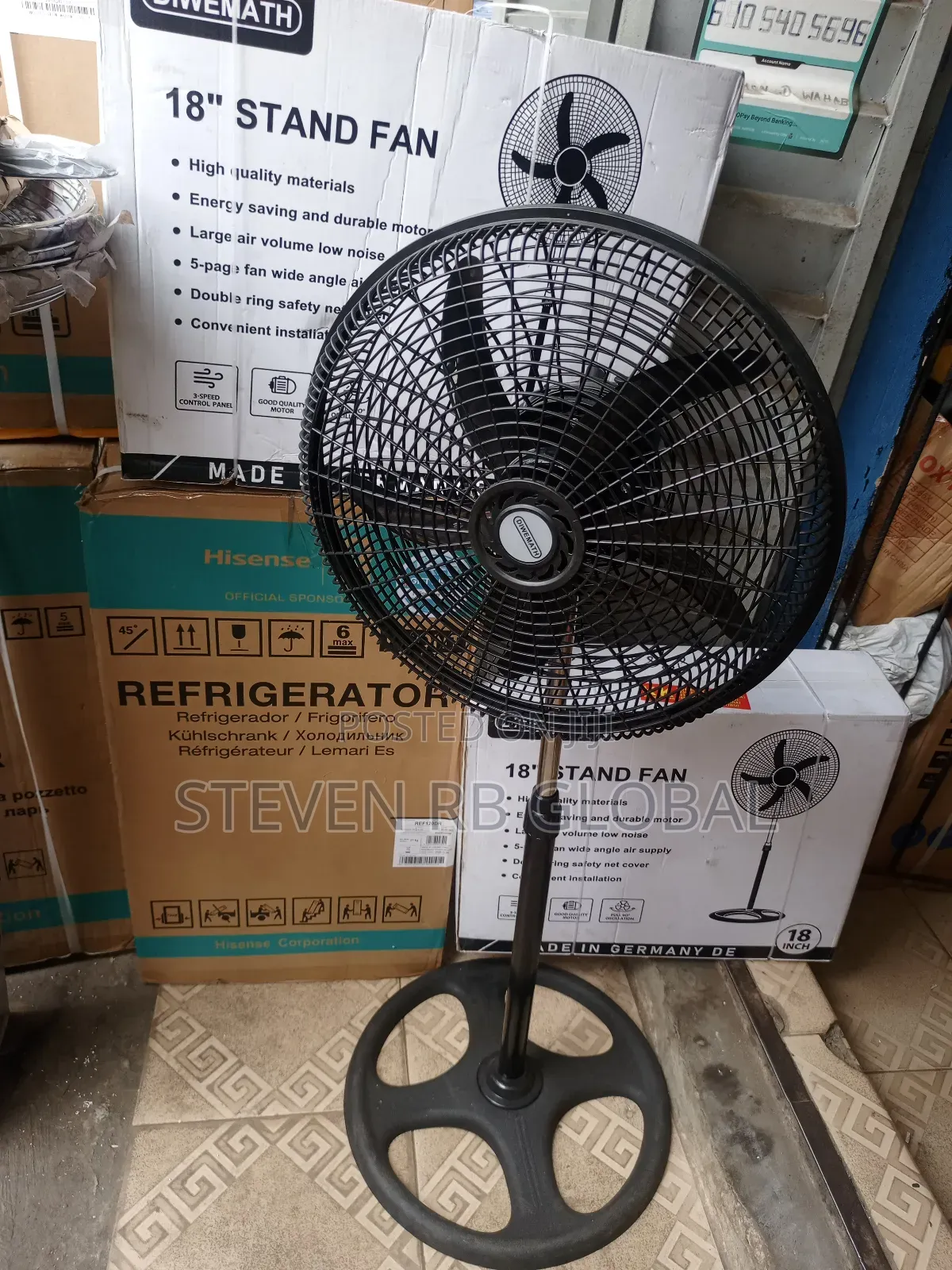 Diwemath 18 Inch Standing Fan – Black