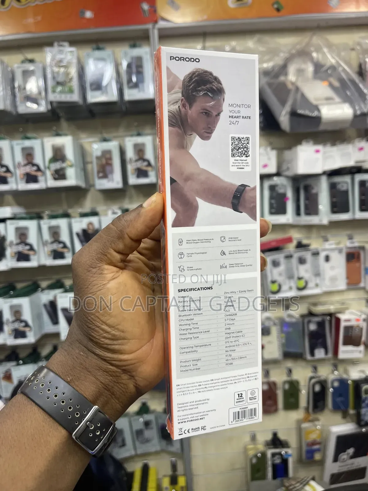Porodo Trackfit Plus Smart Bracelet Fitness Tracker With Display App