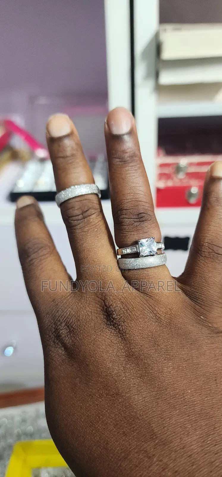Trio Set Titanium Wedding Ring