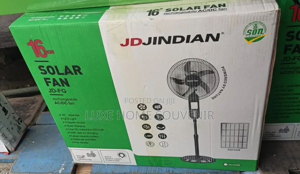16 Inches Rechargeable Solar Fan With Panel and Bulb