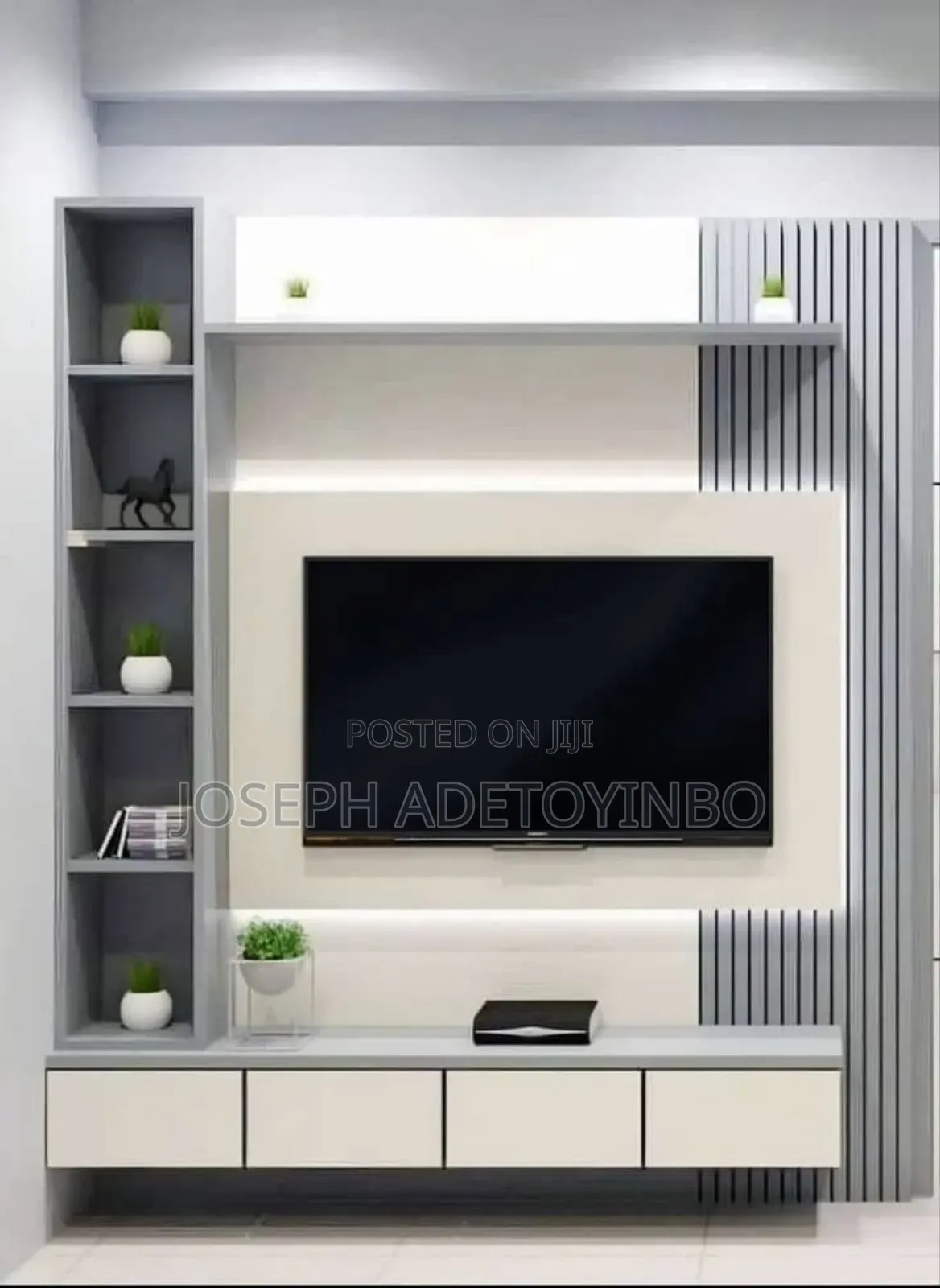 Tv Console White and Gray